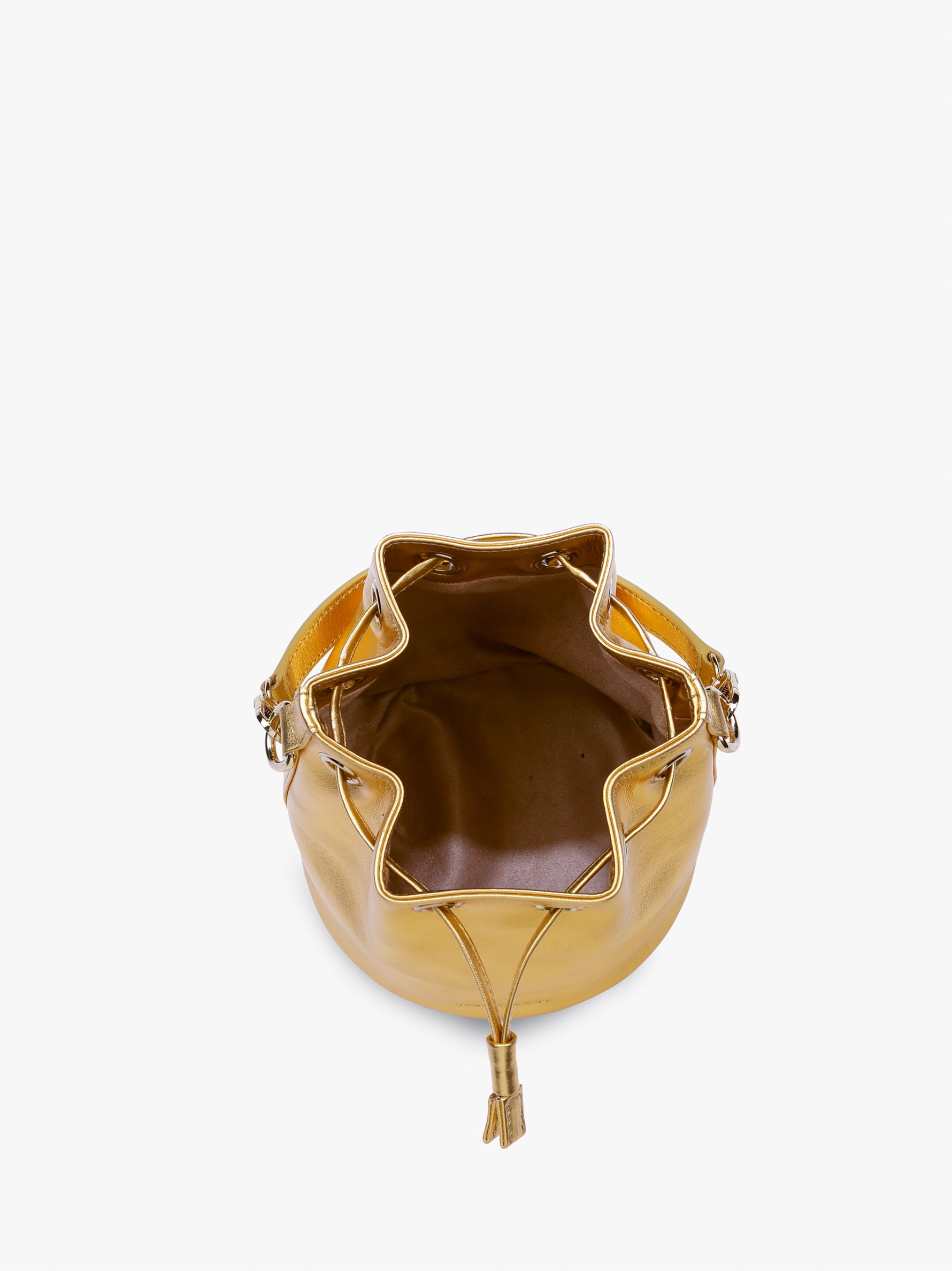 Handcrafted Gold Genuine Leather Bucket Potli Bag for Women Tan & Loom