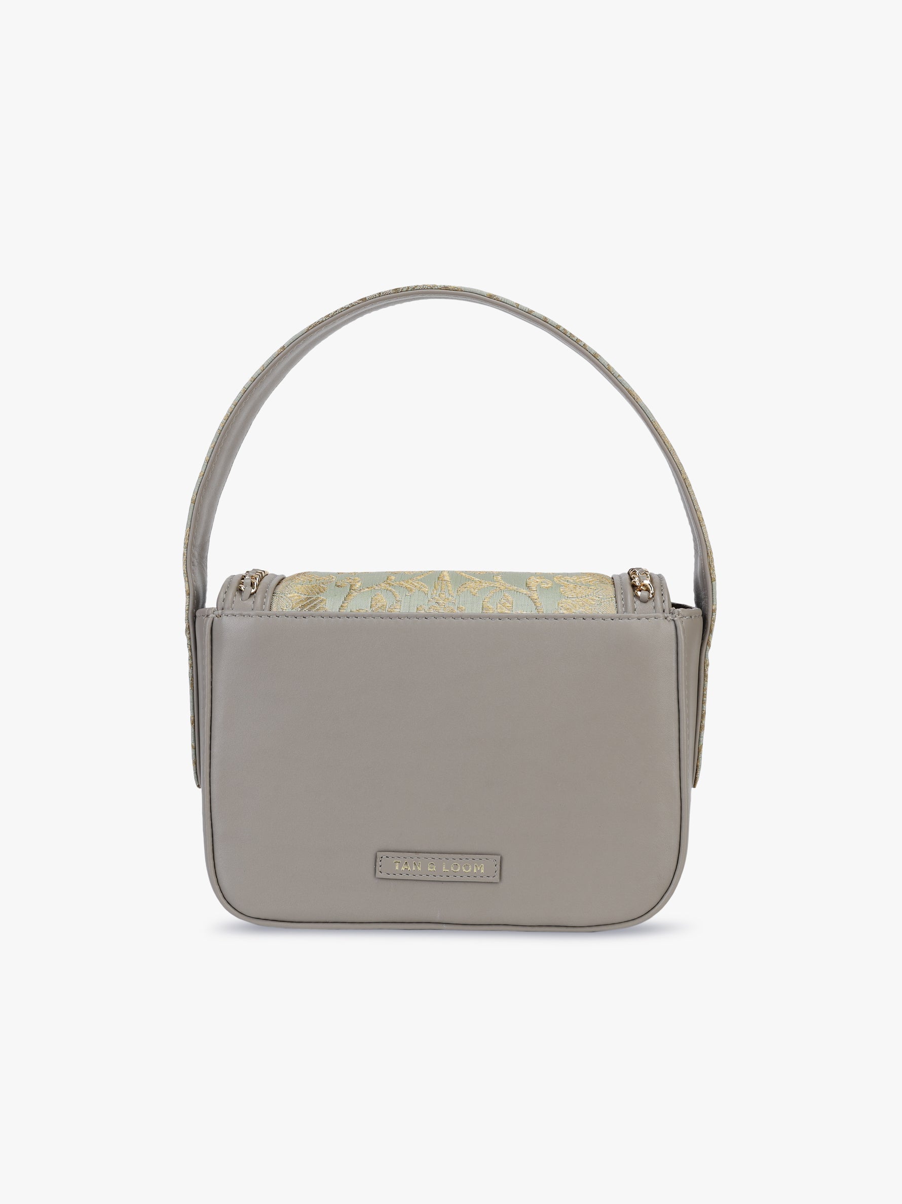 Buy grey clutch bag for women in India from Tan & Loom | Crafted with Banarasi Brocade & Genuine Leather