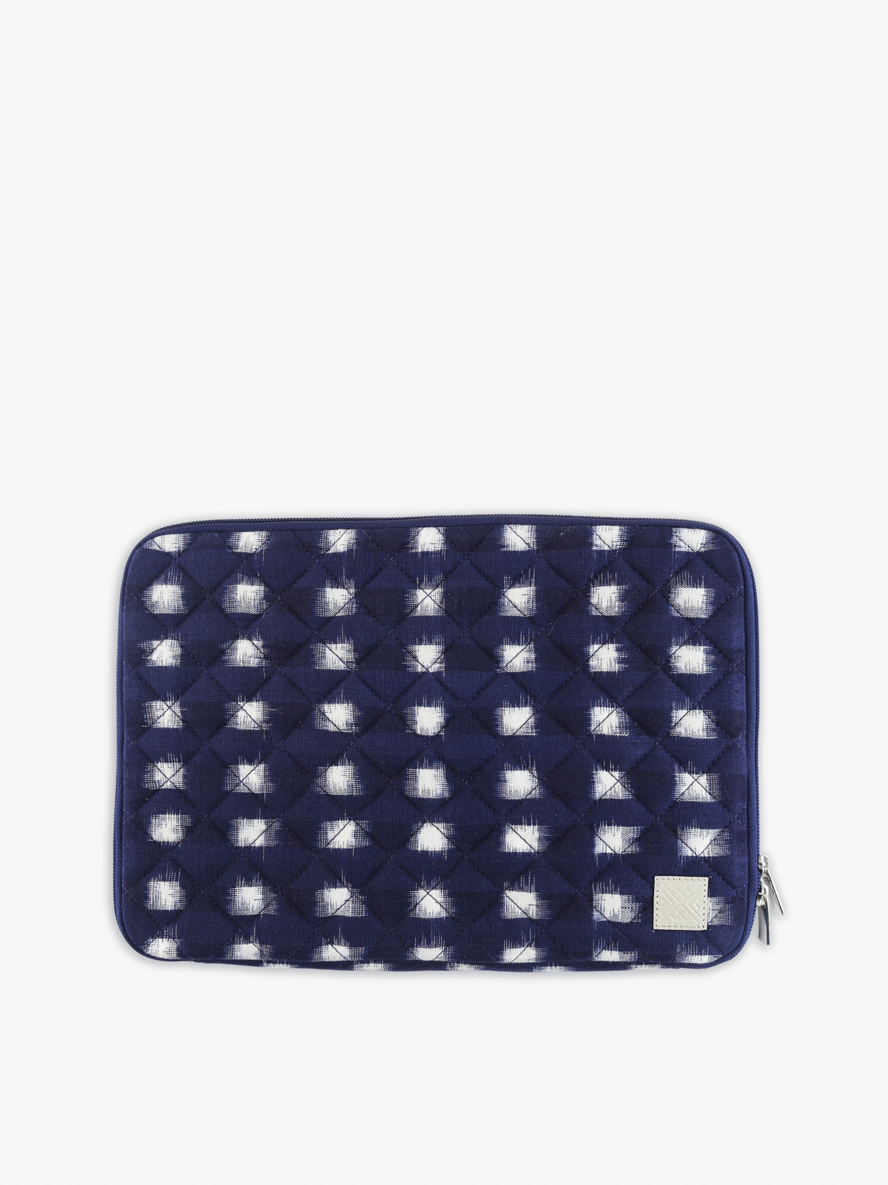 Quilted Laptop Sleeve (Blue & White Ikat)