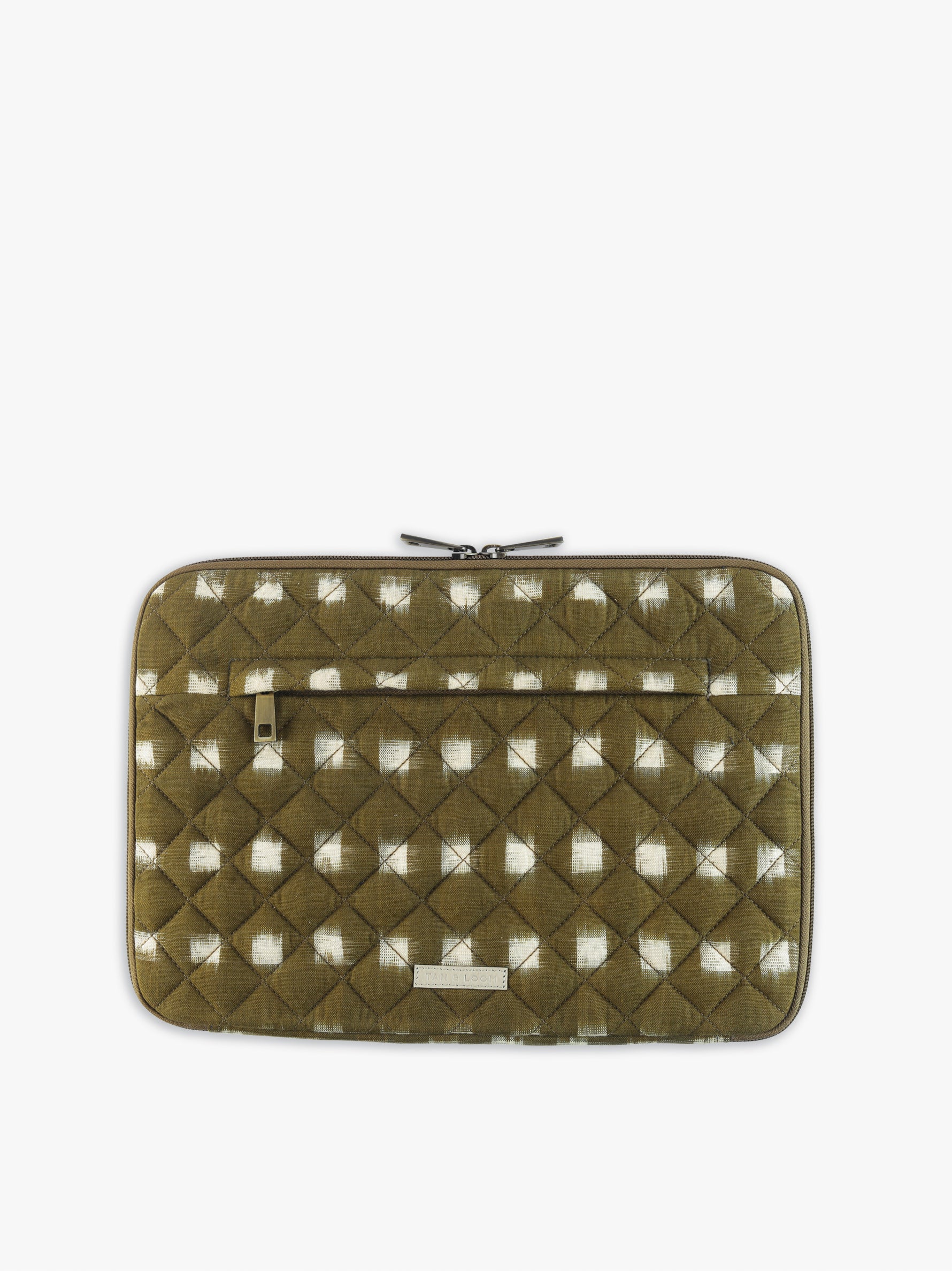 Quilted Laptop Sleeve (Olive Ikat)
