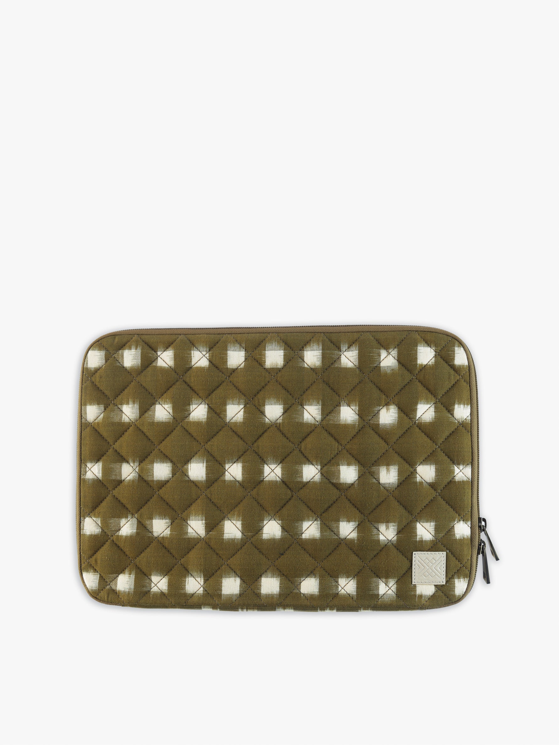 Quilted Laptop Sleeve (Olive Ikat)