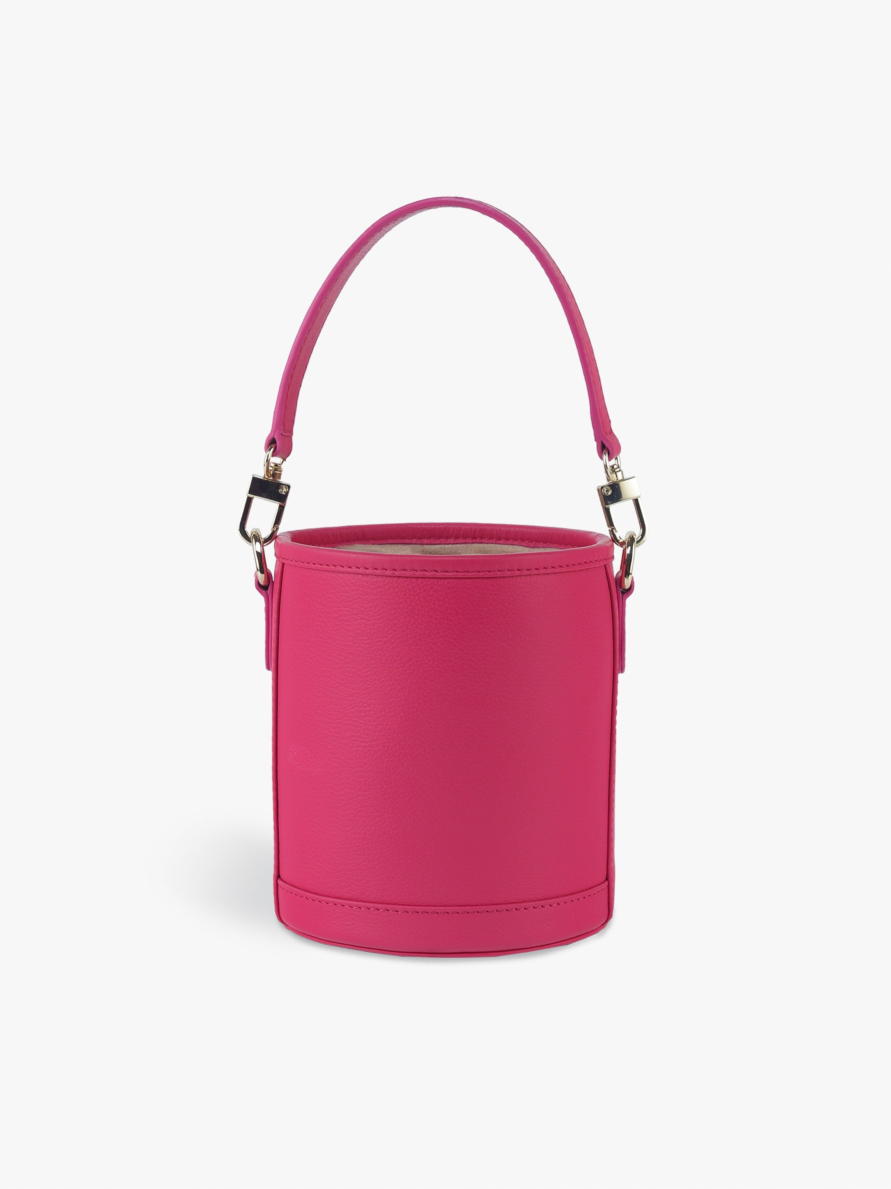 Handcrafted Pink Genuine Leather Cylinder Potli Bag for Women Tan & Loom