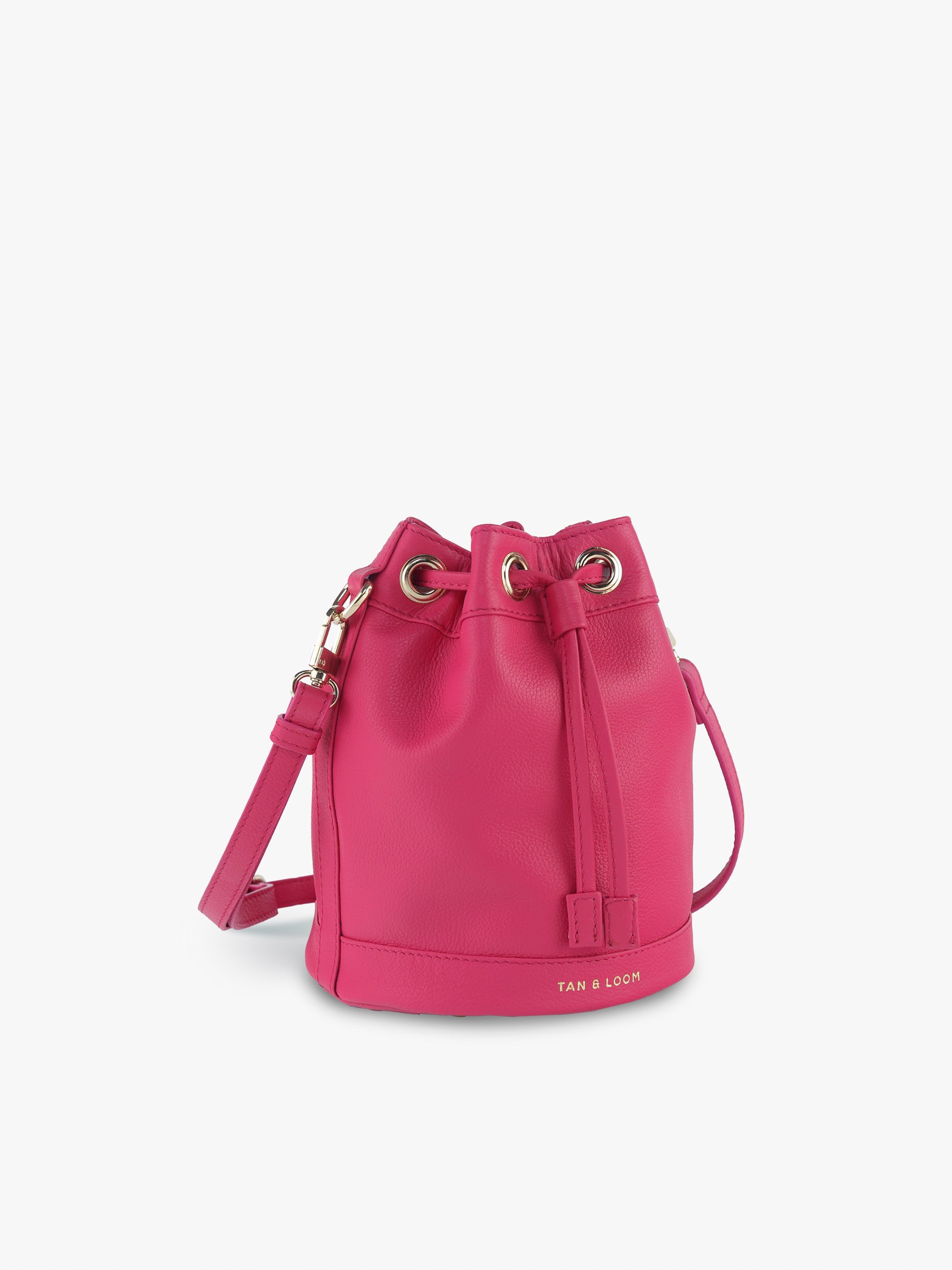 Handcrafted Pink Genuine Leather Bombay Bucket Bag for Women Tan & Loom