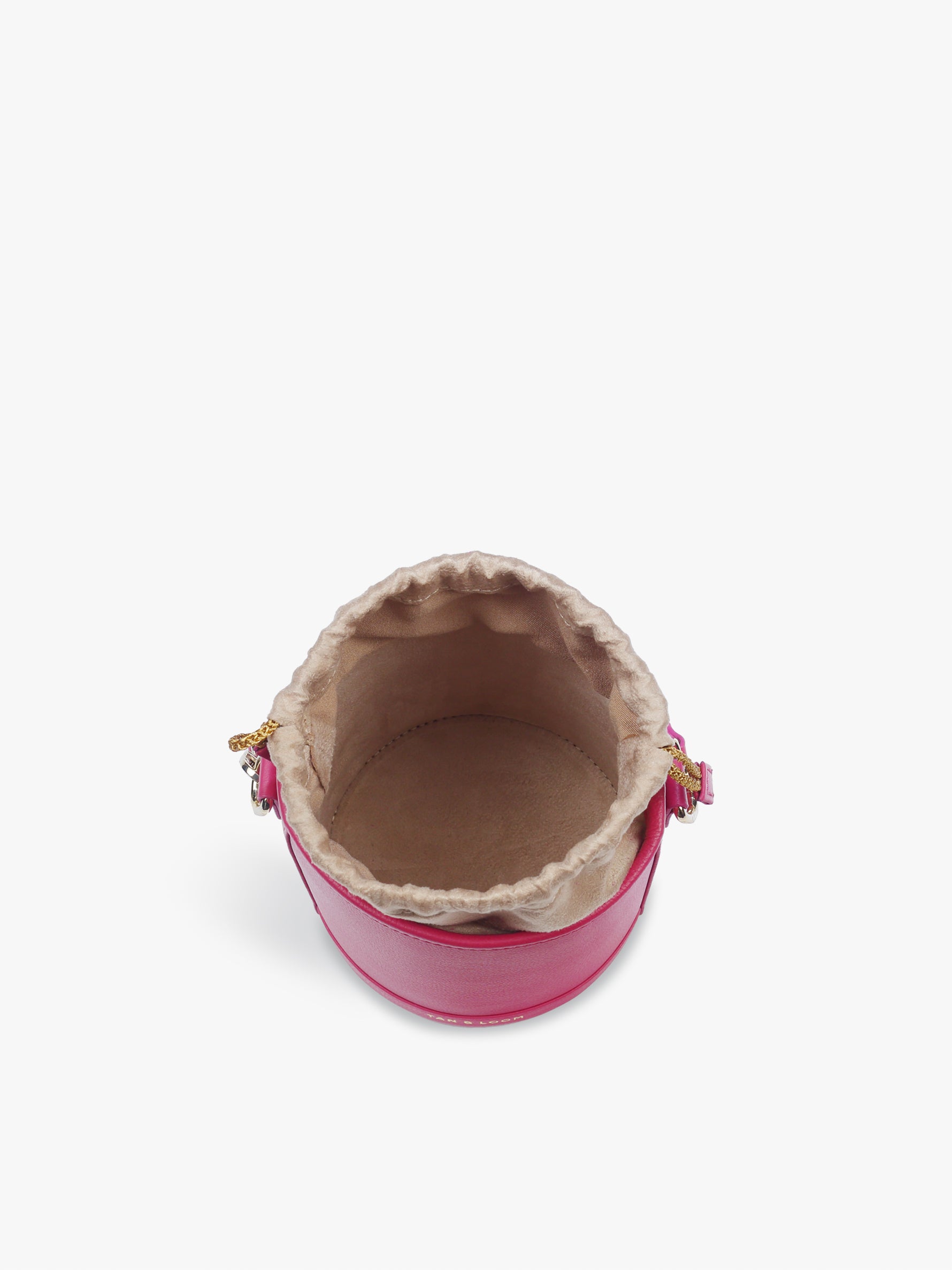 Handcrafted Pink Genuine Leather Cylinder Potli Bag for Women Tan & Loom