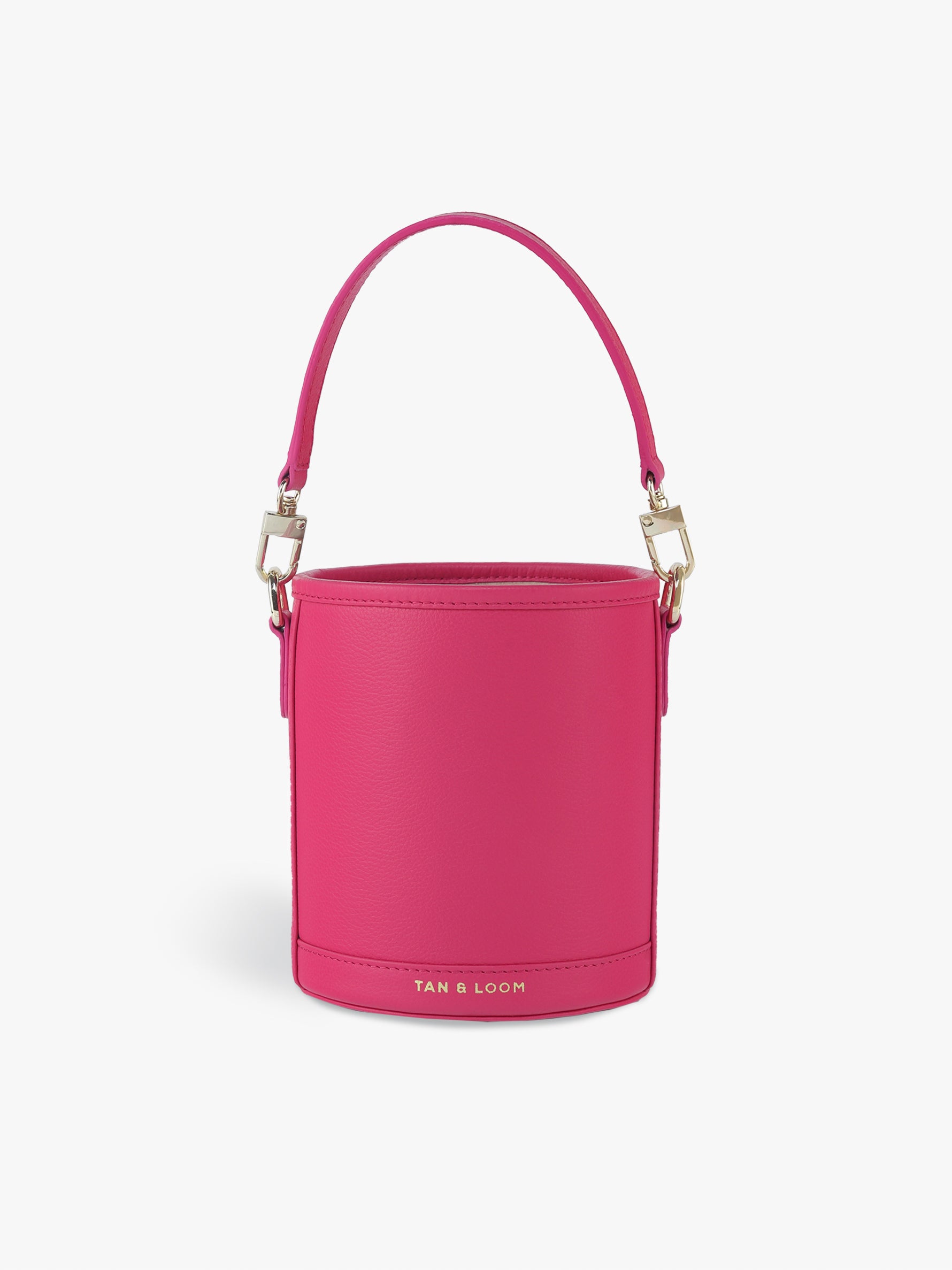 Handcrafted Pink Genuine Leather Cylinder Potli Bag for Women Tan & Loom