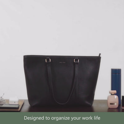 Handcrafted genuine leather office tote bag for women Classic Black
