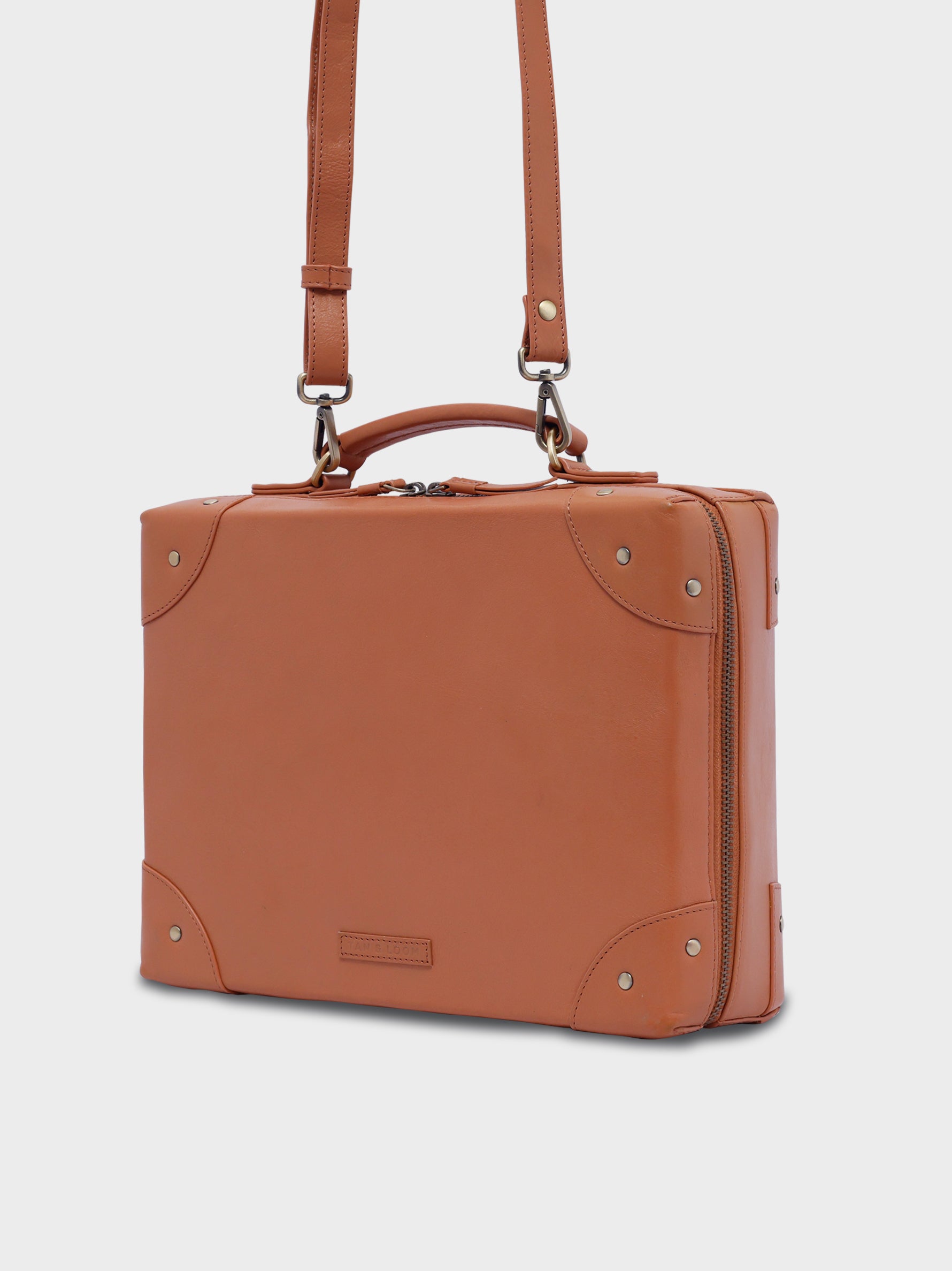 Handcrafted Genuine Vegetable Tanned Leather Traveller's Trunk Regular Sling Dusty Peach for Women Tan & Loom