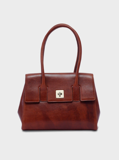 Handcrafted Genuine Vegetable Tanned Leather Maharani Handbag Vintage Brown for Women Tan & Loom