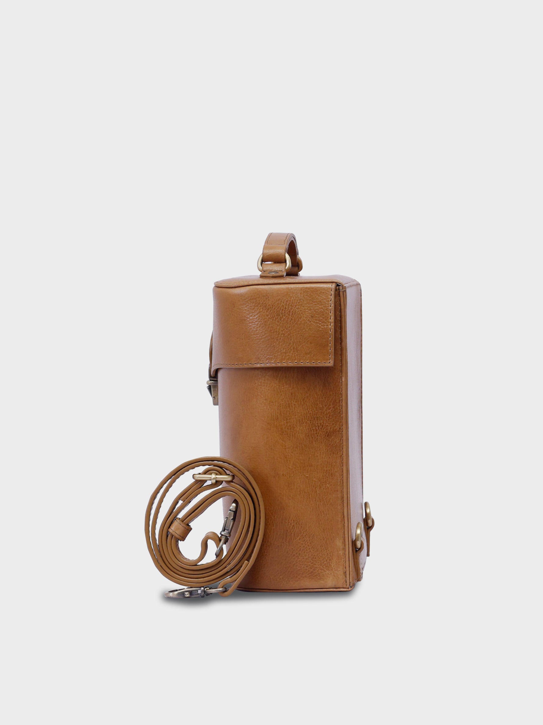 Handcrafted Genuine Vegetable Tanned Leather Letter Box Backpack Tuscany Tan for Women Tan & Loom