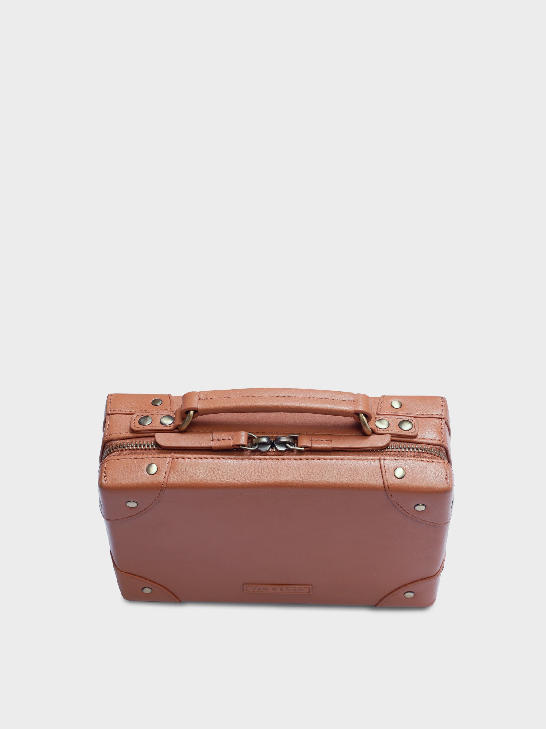 Handcrafted Genuine Vegetable Tanned Leather Traveller's Trunk Mini Sling Dusty Peach for Women Tan & Loom