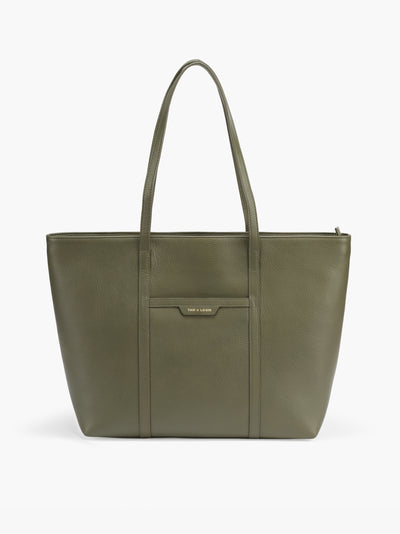 Handcrafted genuine leather 365 days tote bag for women Olive green