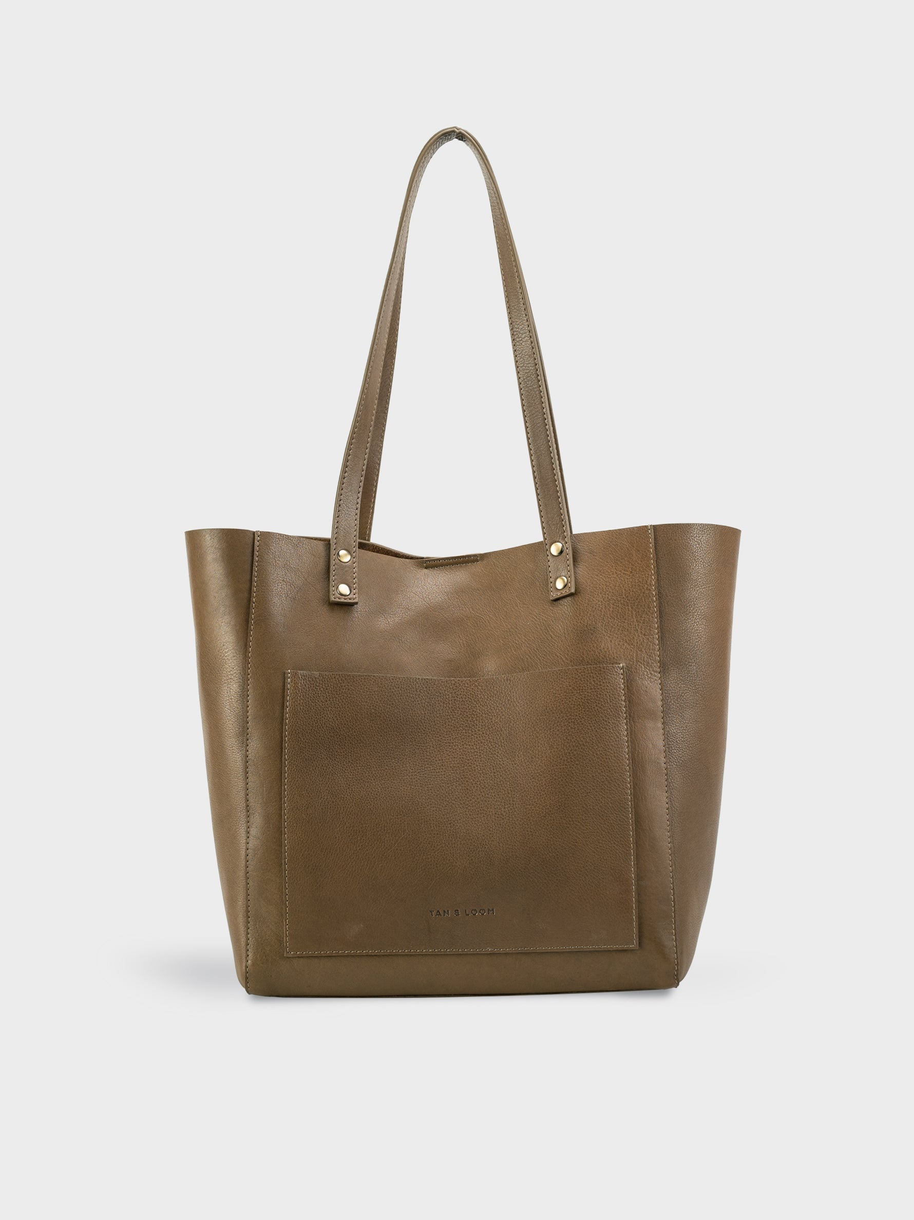 Handcrafted Genuine Vegetable Tanned Leather Old Fashioned Tote Regular Olive Green for Women Tan & Loom