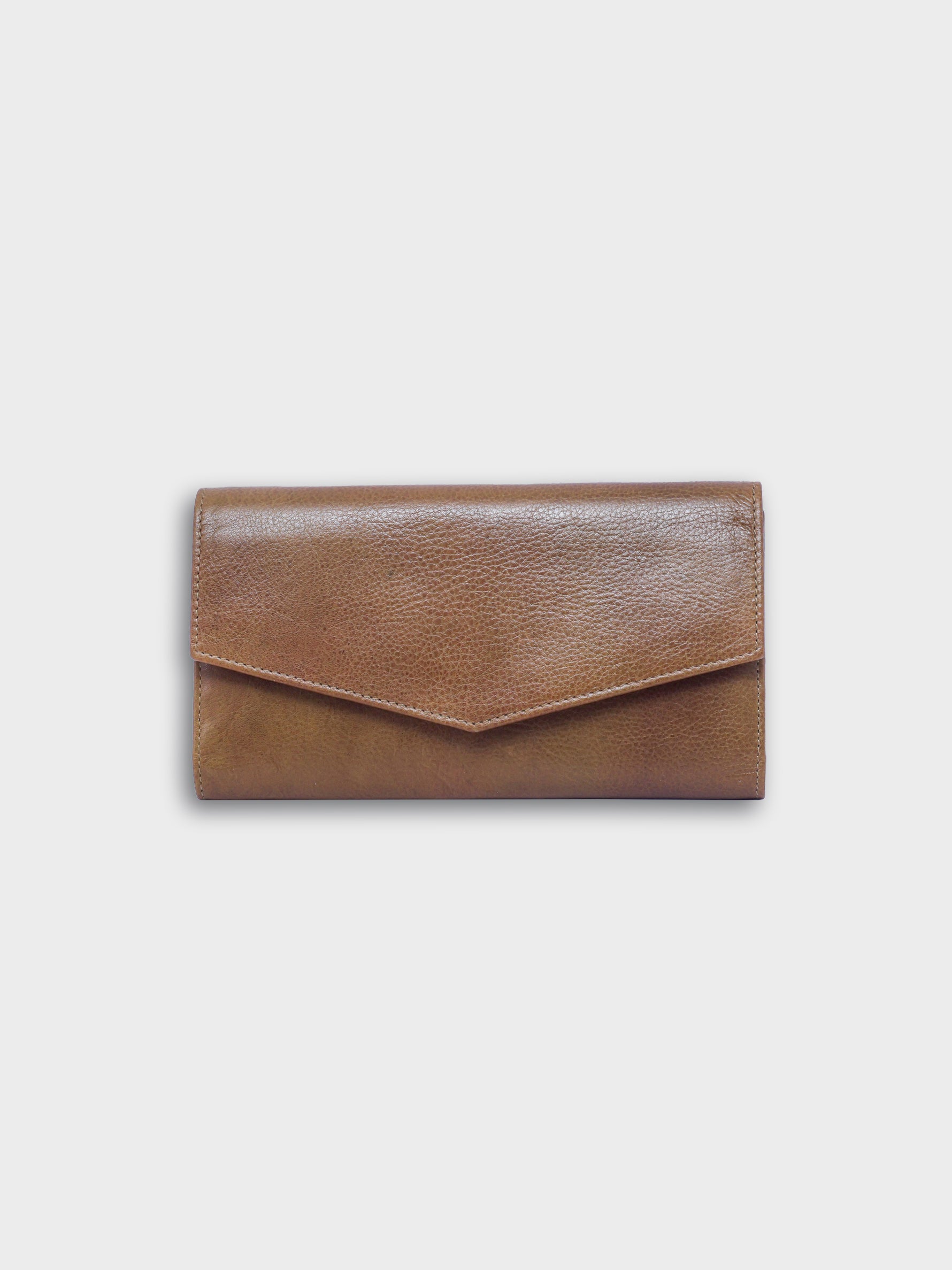 Handcrafted Genuine Vegetable Tanned Leather Envelope Wallet Olive Green for Women Tan & Loom