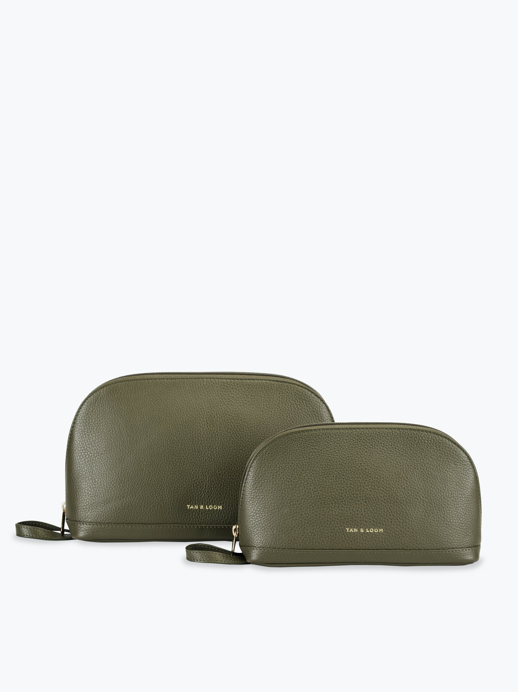 Handcrafted genuine leather classic makeup kit for women Olive Green