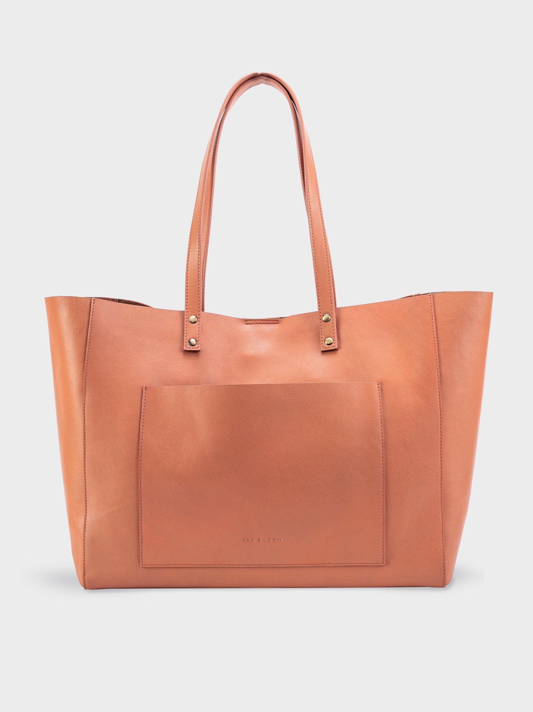 Handcrafted Genuine Vegetable Tanned Leather Old Fashioned Tote Large Dusty Peach for Women Tan & Loom