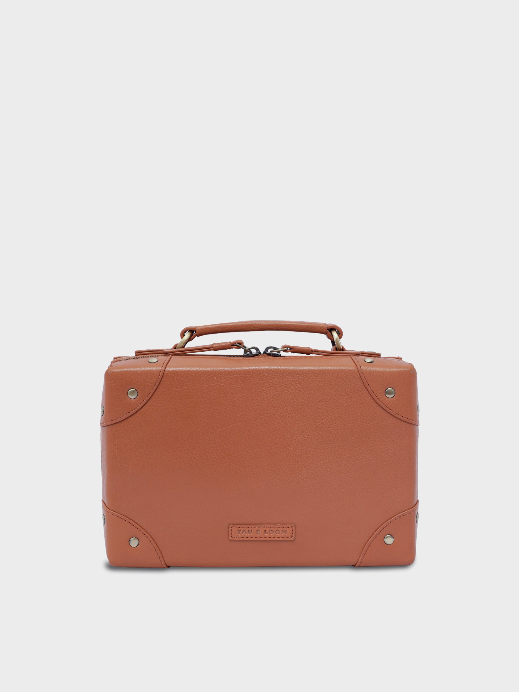 Handcrafted Genuine Vegetable Tanned Leather Traveller's Trunk Mini Sling Dusty Peach for Women Tan & Loom