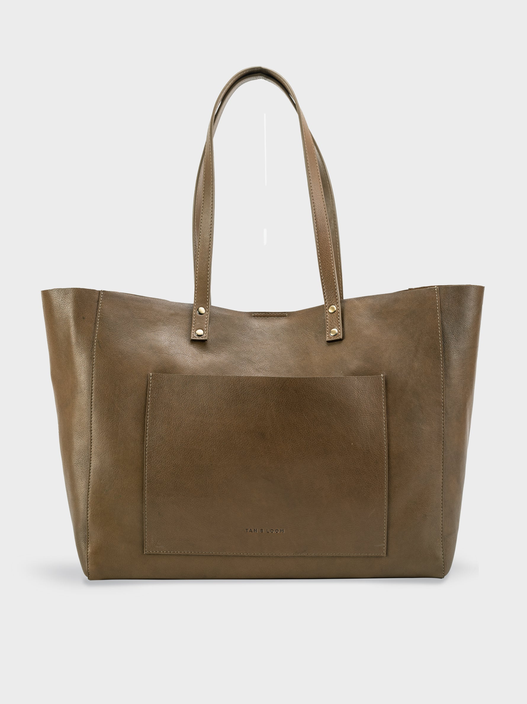 Handcrafted Genuine Vegetable Tanned Leather Old Fashioned Tote Large Olive Green for Women Tan & Loom