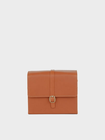 Handcrafted Genuine Vegetable Tanned Leather Mini Box Bag For Women Tan Colour Tan & Loom