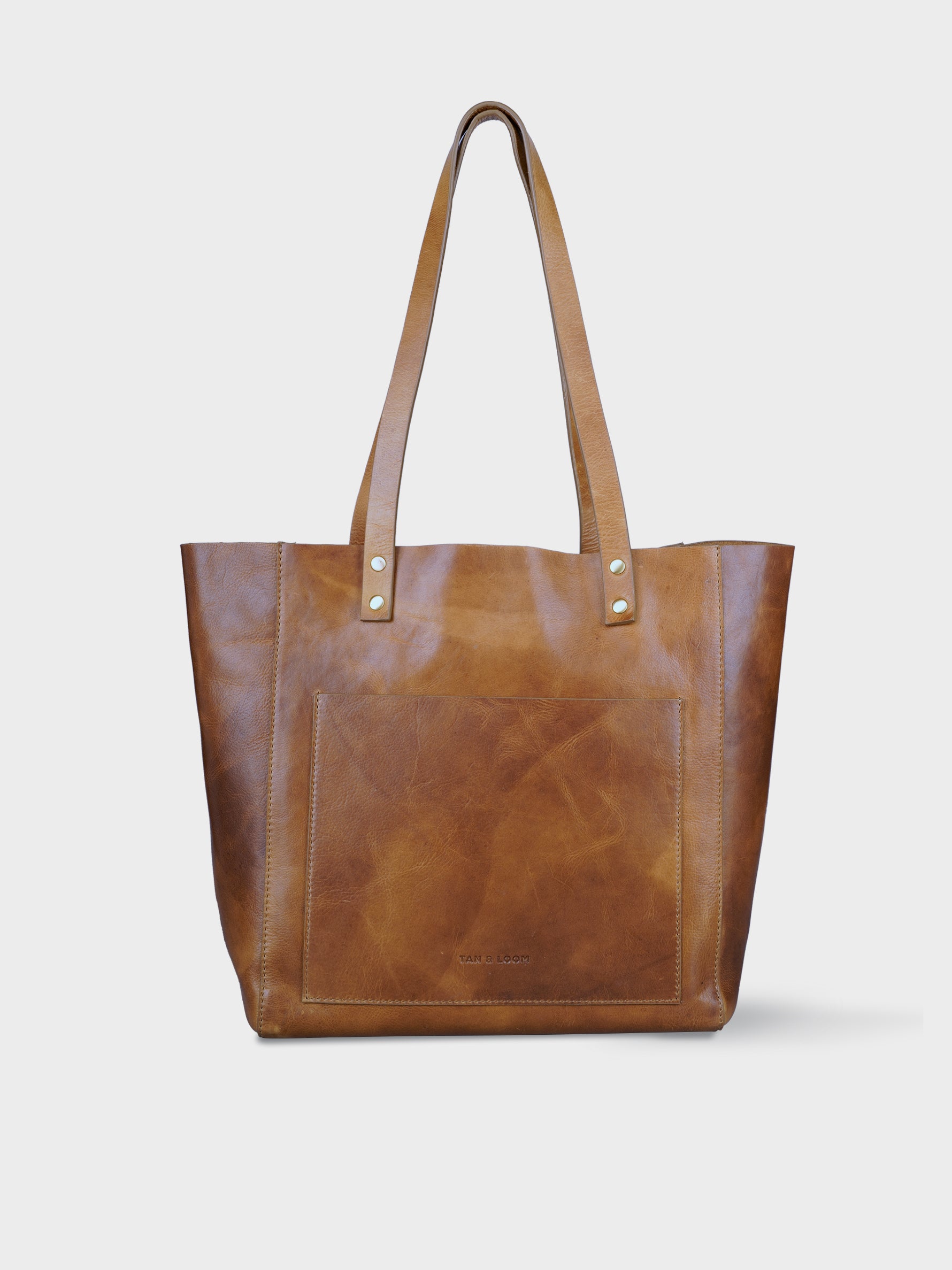 Handcrafted Genuine Vegetable Tanned Leather Old Fashioned Tote Regular Tuscany Tan for Women Tan & Loom