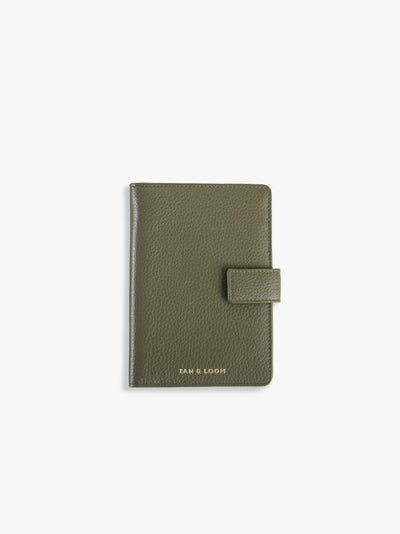 Handcrafted genuine leather Jetsetter Passport Case for women Olive Green
