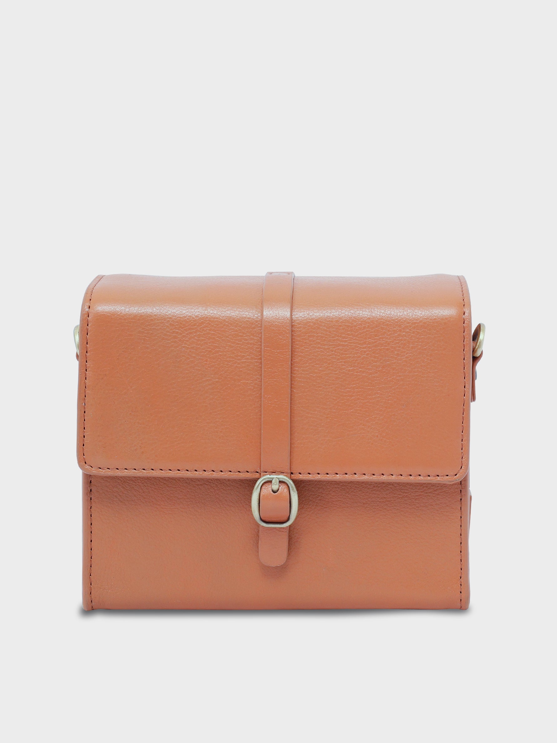 Handcrafted Genuine Vegetable Tanned Leather Piccolo Box Bag Dusty Peach for Women Tan & Loom