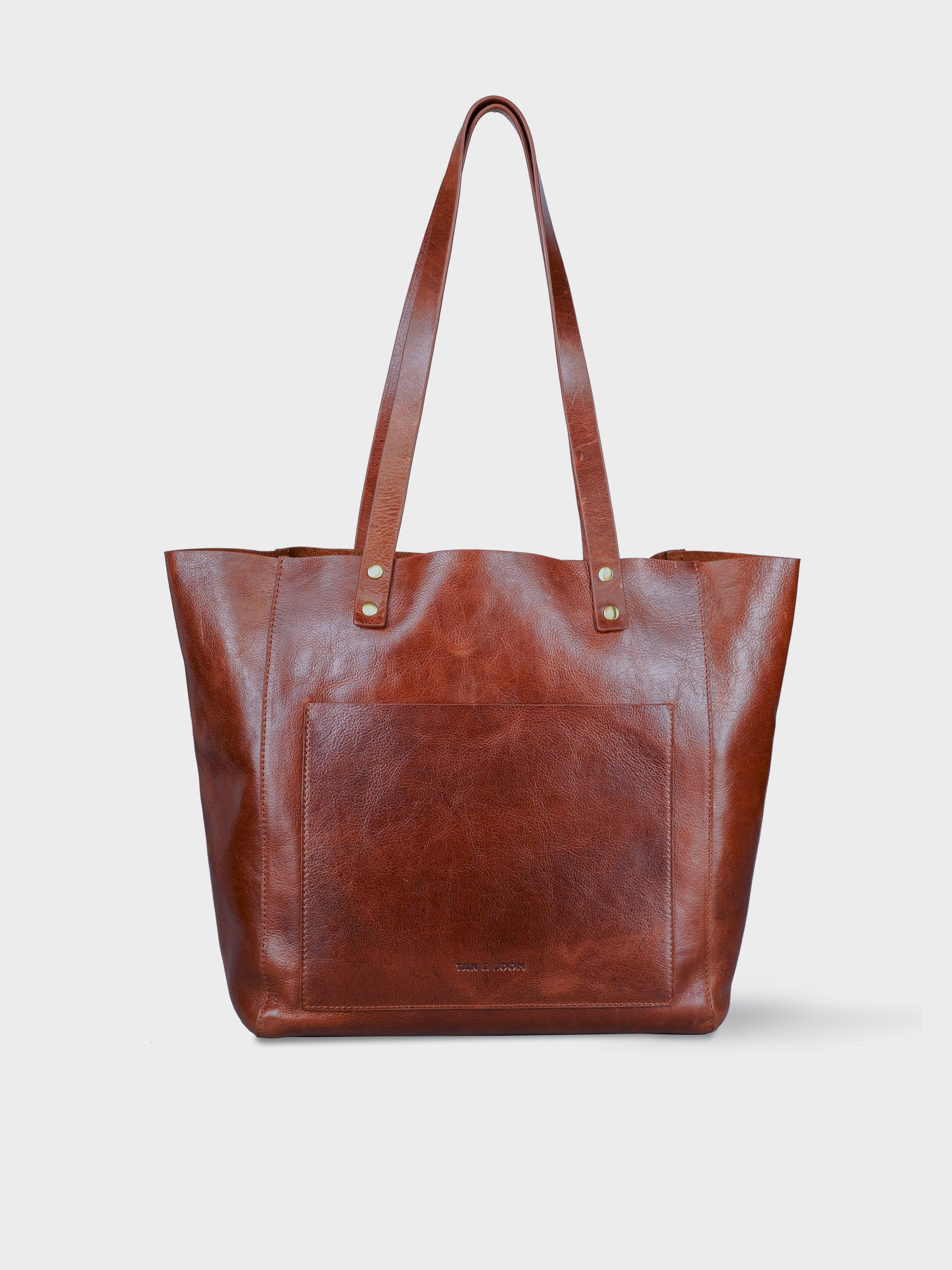 Handcrafted Genuine Vegetable Tanned Leather Old Fashioned Tote Regular Vintage Brown for Women Tan & Loom