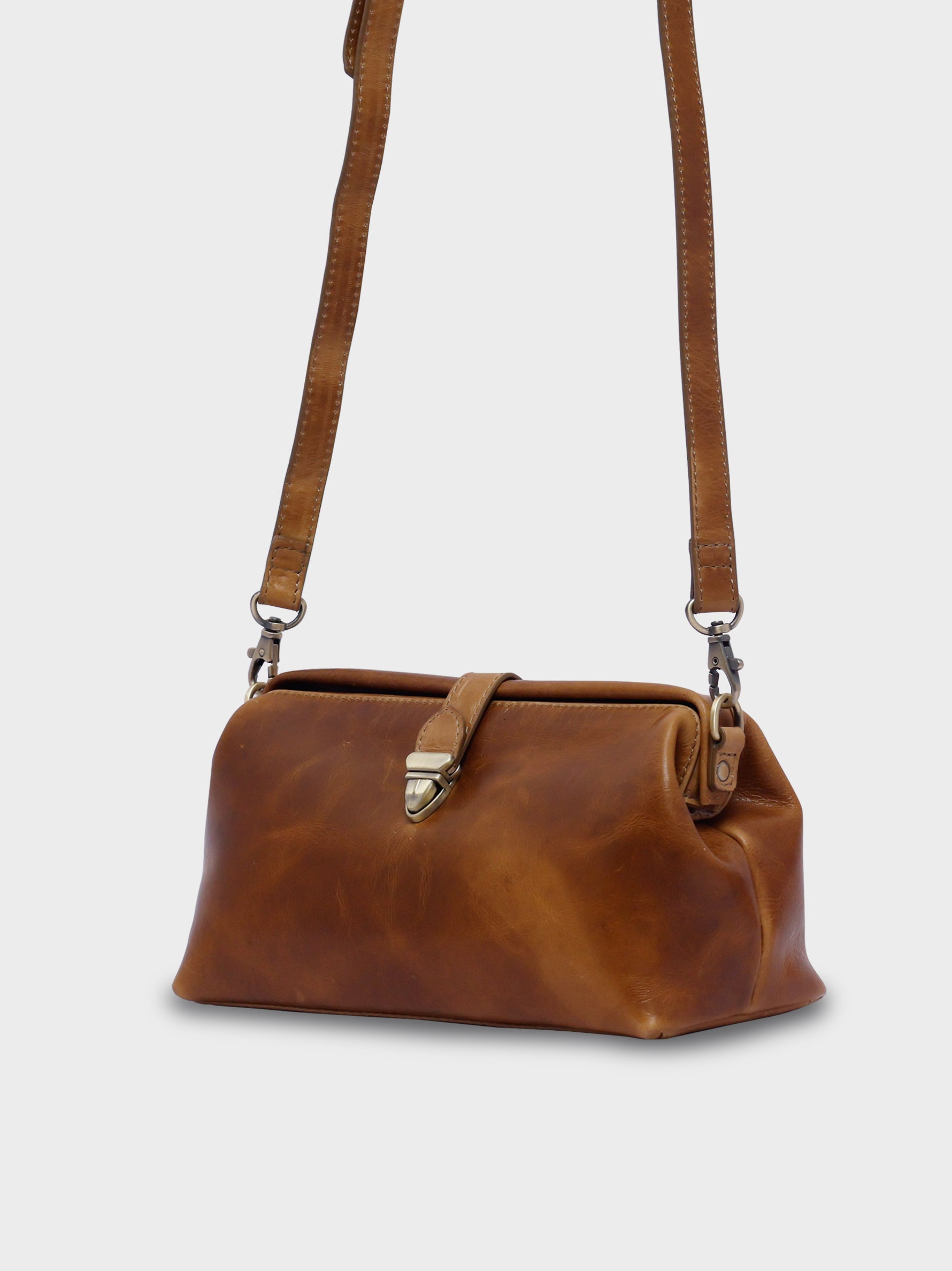 Handcrafted Genuine Vegetable Tanned Leather  Doctor's Sling Bag Tuscany Tan for Women Tan & Loom