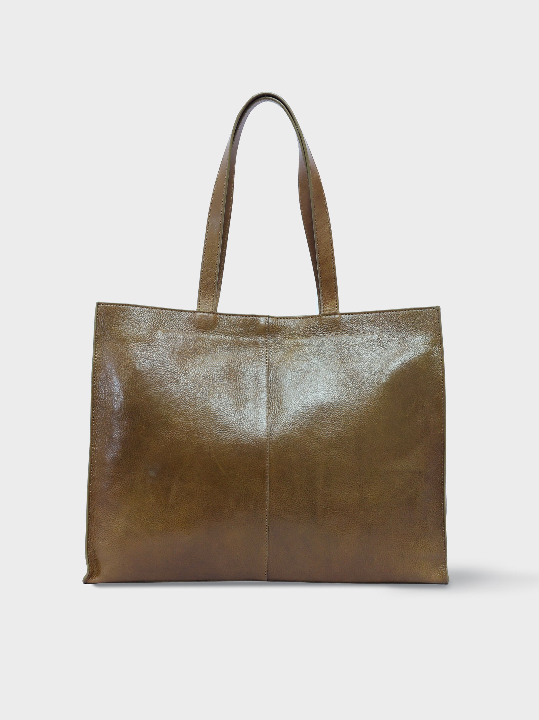 Handcrafted Genuine Vegetable Tanned Leather Artist's Tote Olive Green for Women Tan & Loom