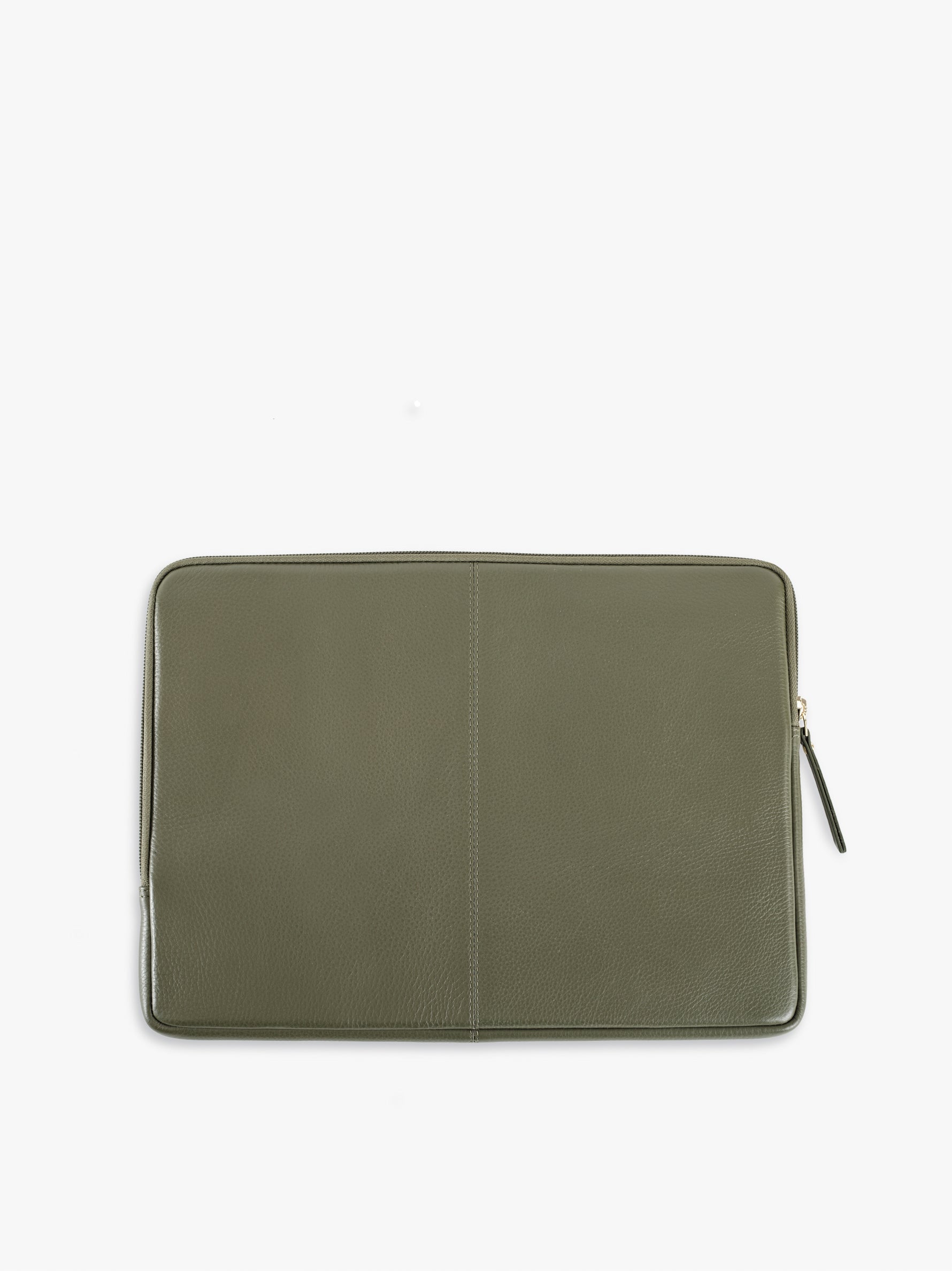 Handcrafted genuine leather classic laptop sleeve for women Olive Green