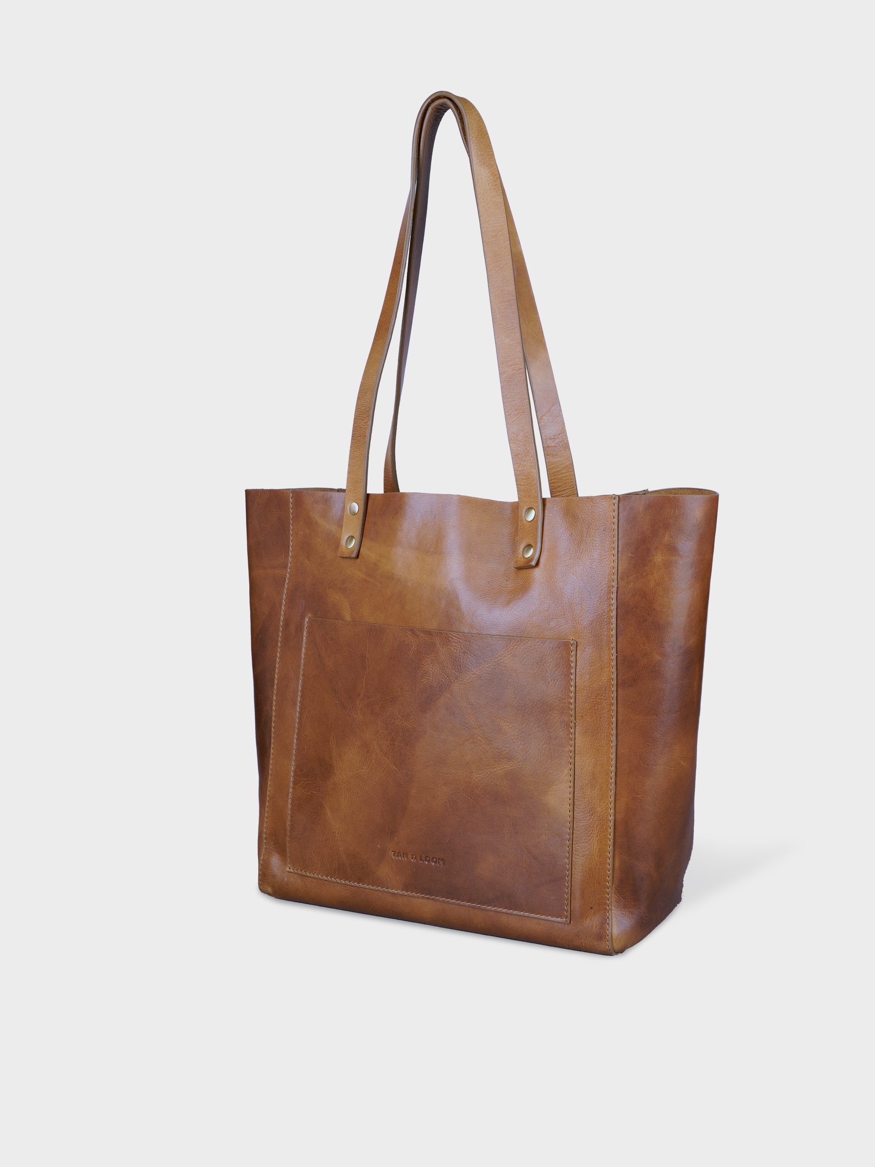 Handcrafted Genuine Vegetable Tanned Leather Old Fashioned Tote Regular Tuscany Tan for Women Tan & Loom