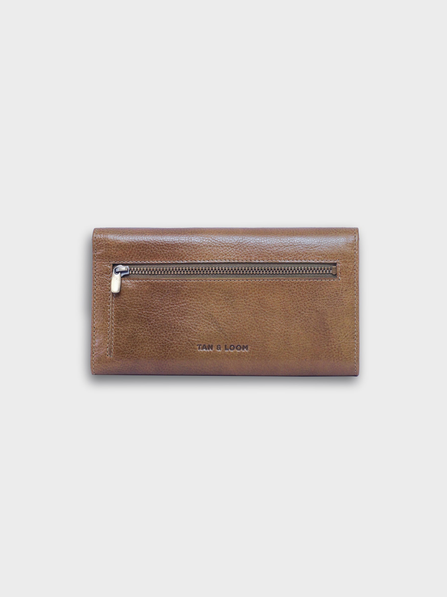 Handcrafted Genuine Vegetable Tanned Leather Envelope Wallet Olive Green for Women Tan & Loom