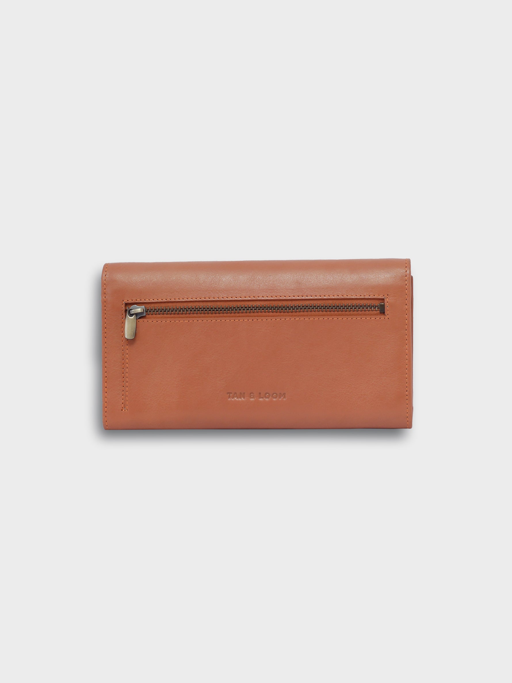 Handcrafted Genuine Vegetable Tanned Leather Envelope Wallet Dusty Peach for Women Tan & Loom