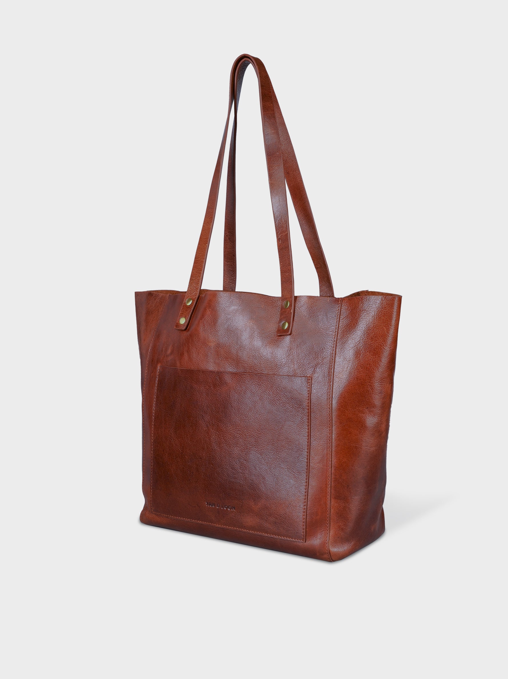 Handcrafted Genuine Vegetable Tanned Leather Old Fashioned Tote Regular Vintage Brown for Women Tan & Loom