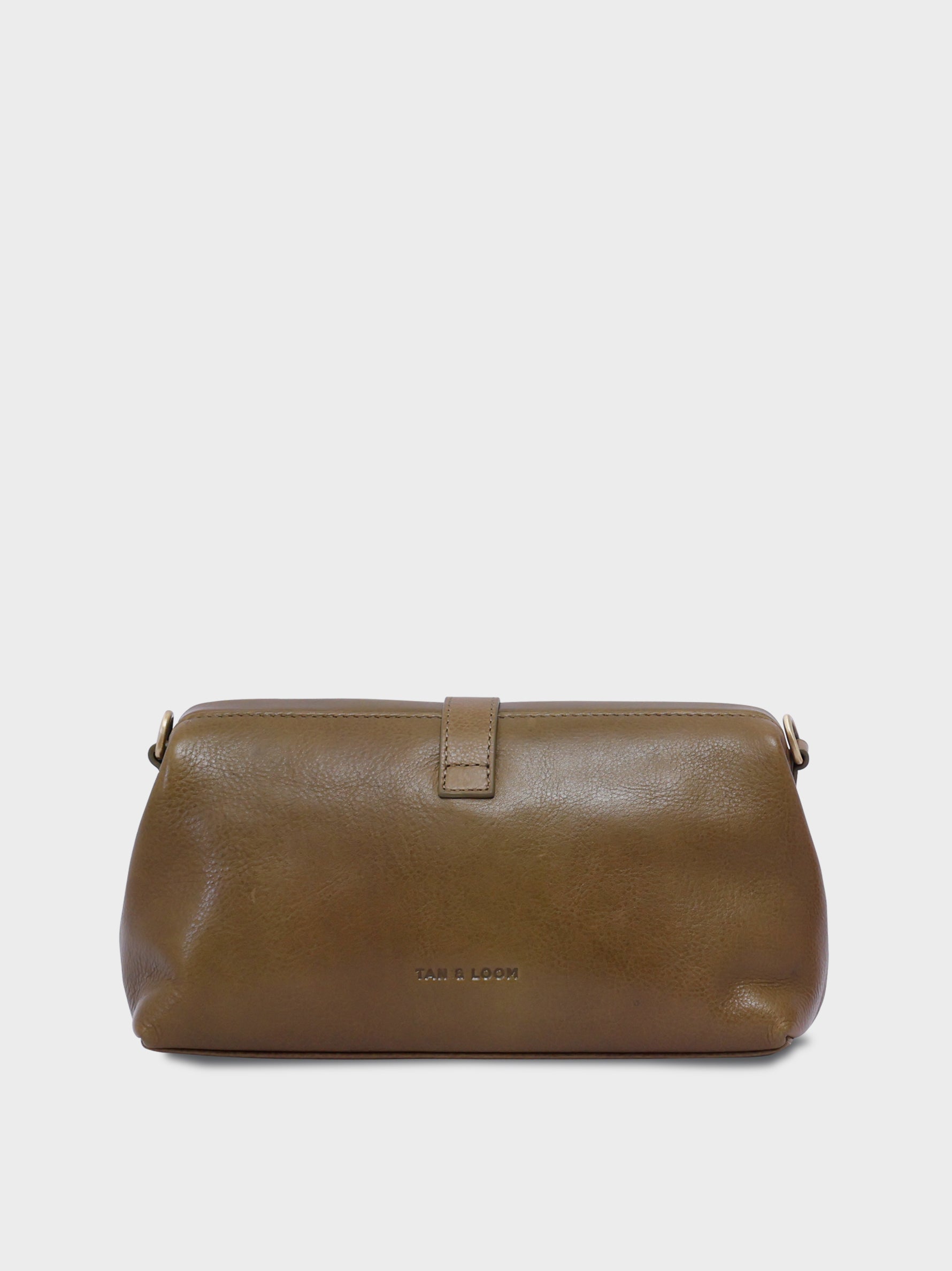 Handcrafted Genuine Vegetable Tanned Leather  Doctor's Sling Bag Olive Green for Women Tan & Loom