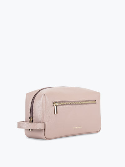Handcrafted genuine leather classic washbag for women Nude Pink