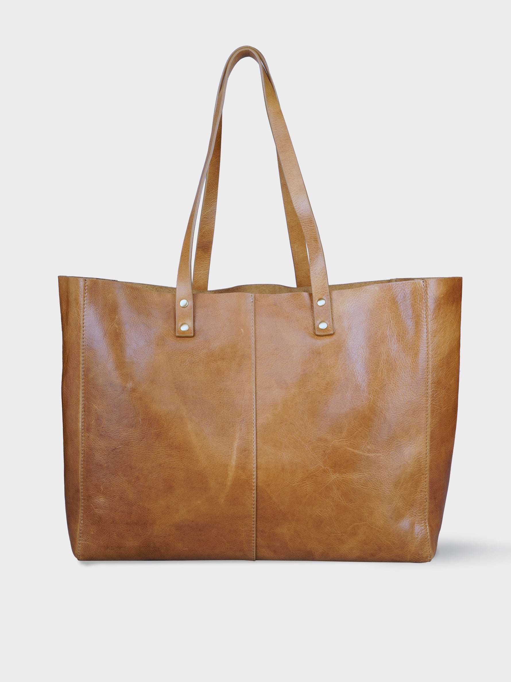Handcrafted Genuine Vegetable Tanned Leather Old Fashioned Tote Large Tuscany Tan for Women Tan & Loom
