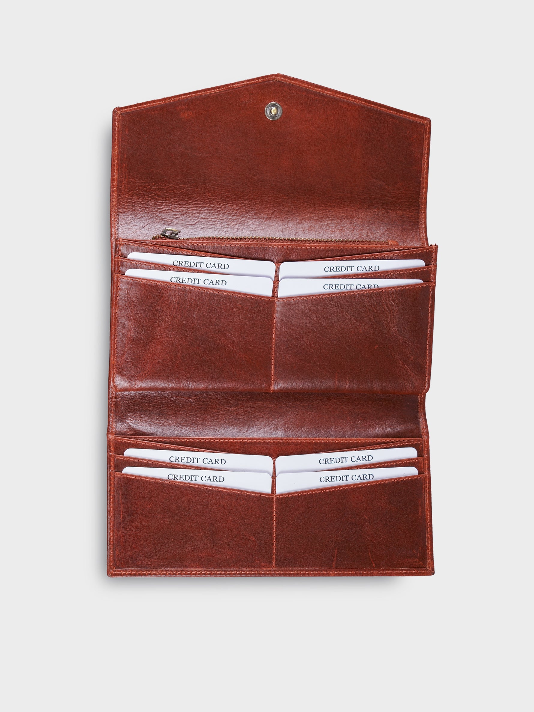 Handcrafted Genuine Vegetable Tanned Leather Envelope Wallet Vintage Brown for Women Tan & Loom