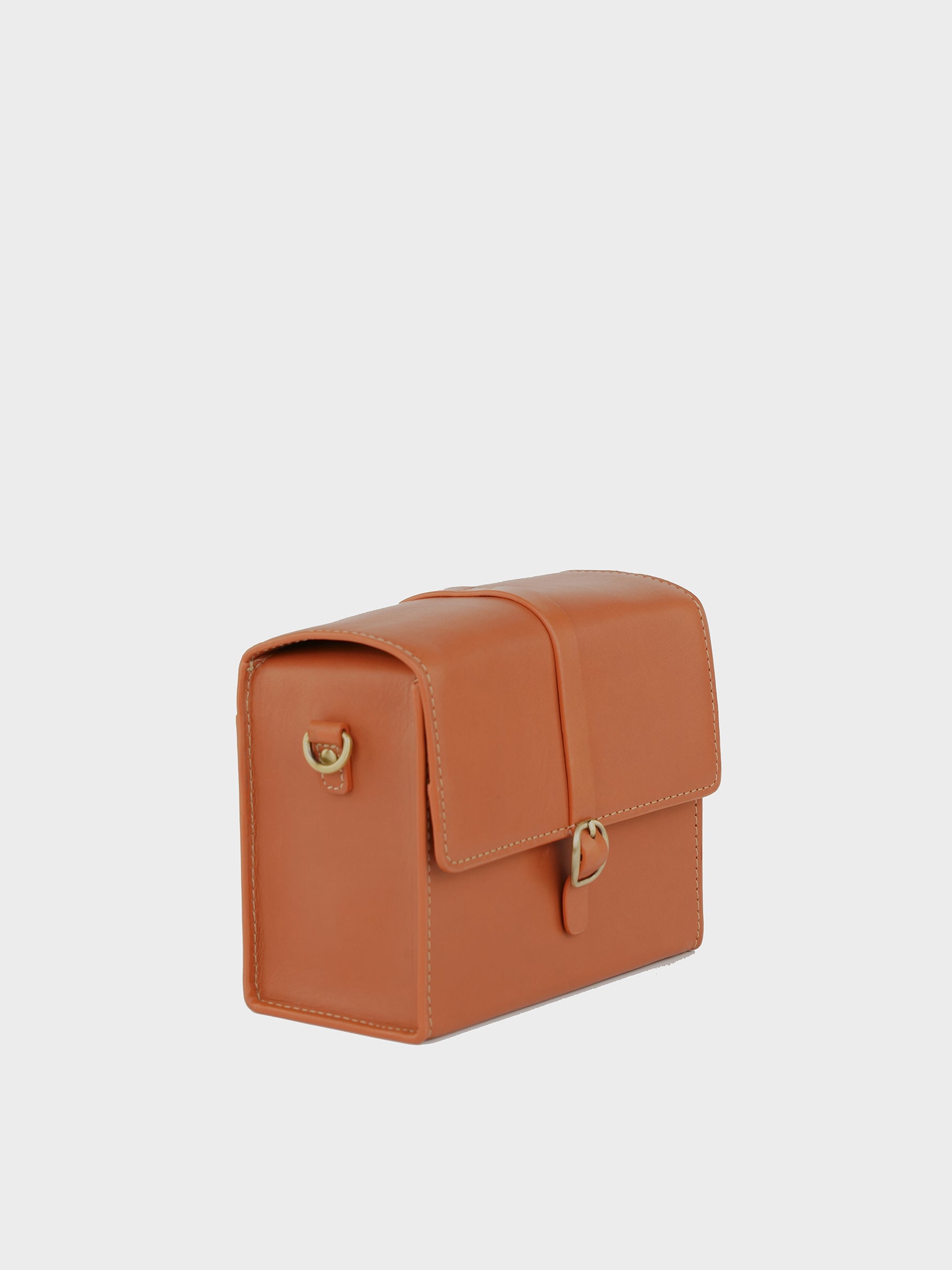 Handcrafted Genuine Vegetable Tanned Leather Mini Box Bag For Women Tan Colour Tan & Loom