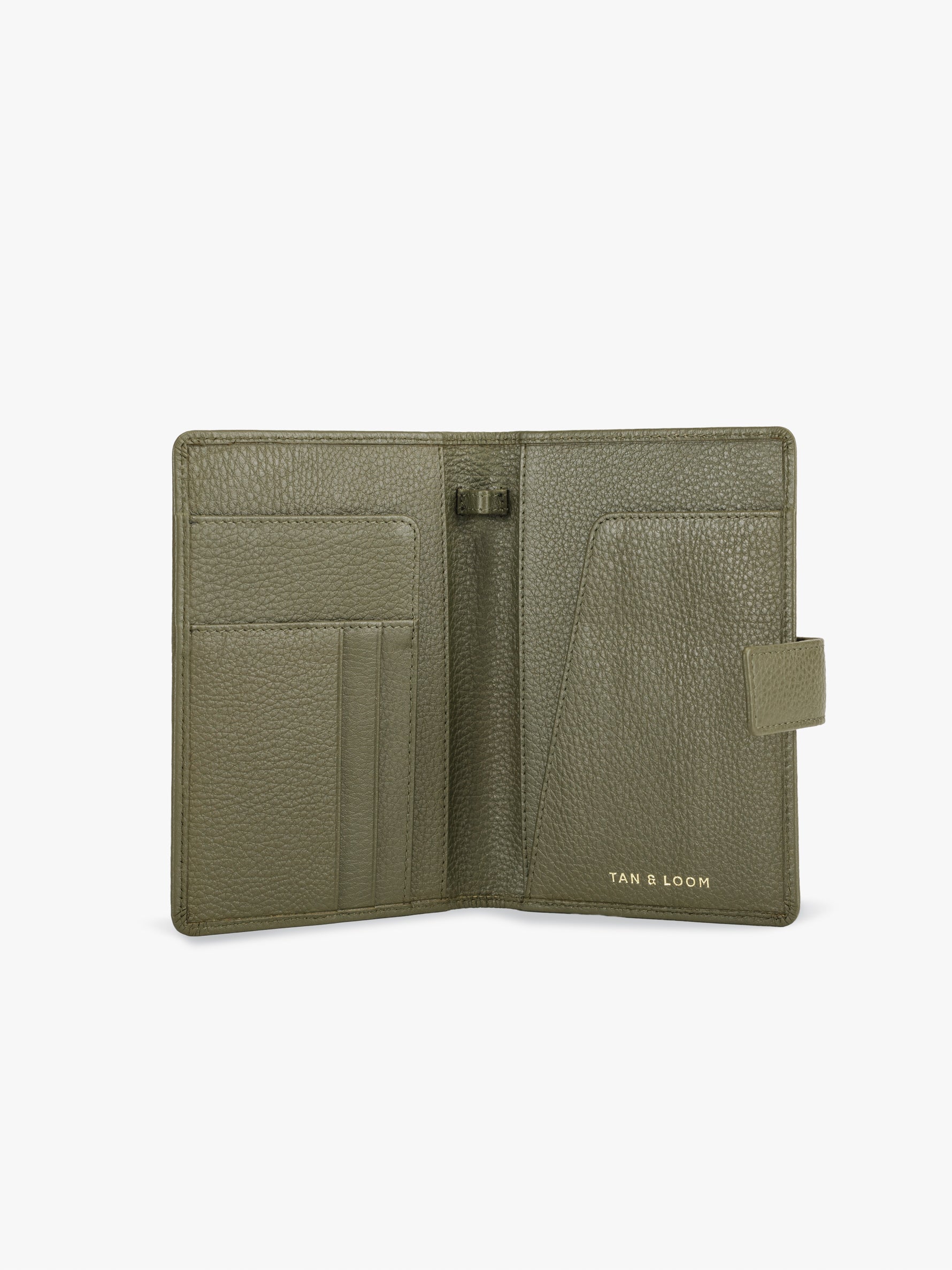 Handcrafted genuine leather Jetsetter Passport Case for women Olive Green