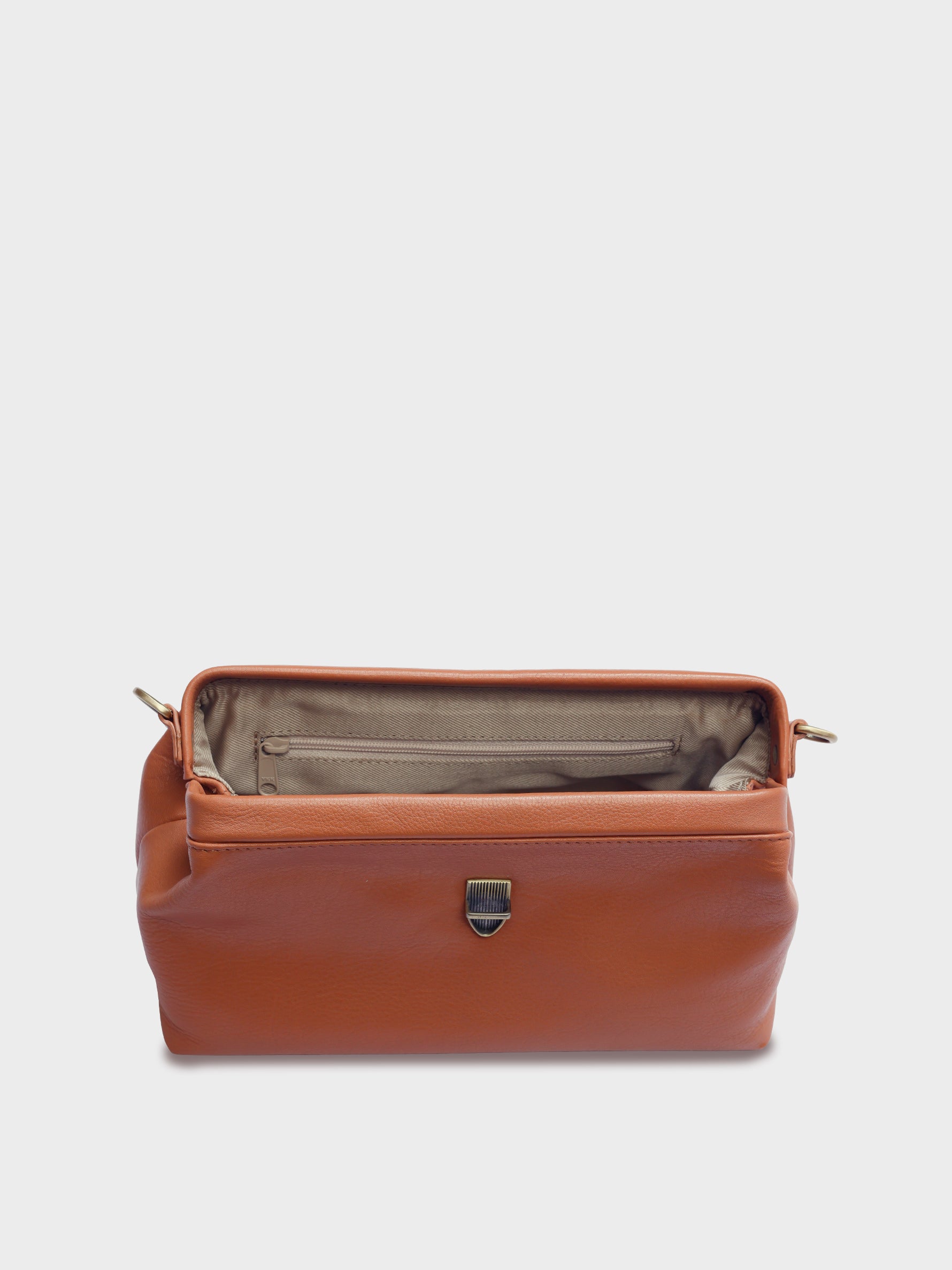 Handcrafted Genuine Vegetable Tanned Leather  Doctor's Sling Bag Dusty Peach for Women Tan & Loom