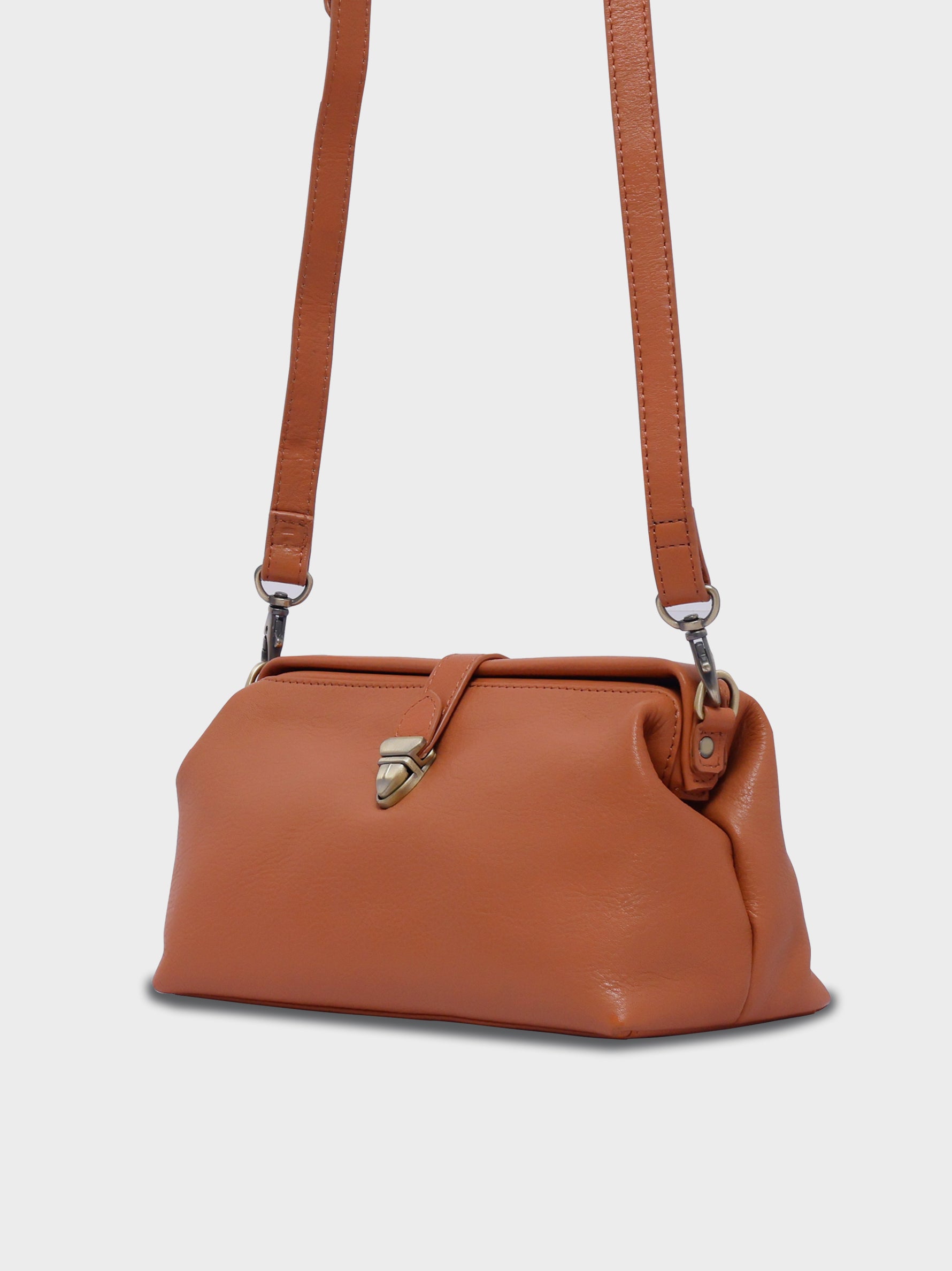 Handcrafted Genuine Vegetable Tanned Leather  Doctor's Sling Bag Dusty Peach for Women Tan & Loom