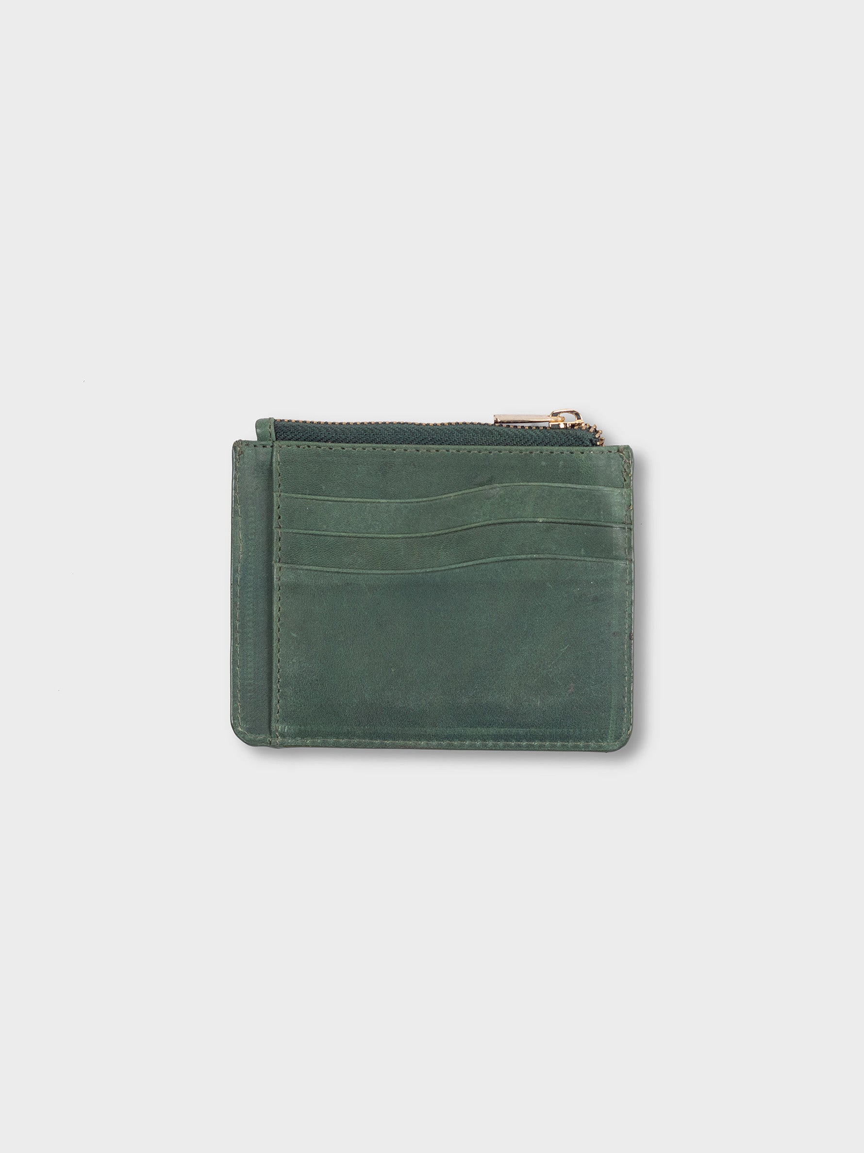 Premium Distressed Vegetable Tanned Leather Green Cardholder for Women Tan & Loom