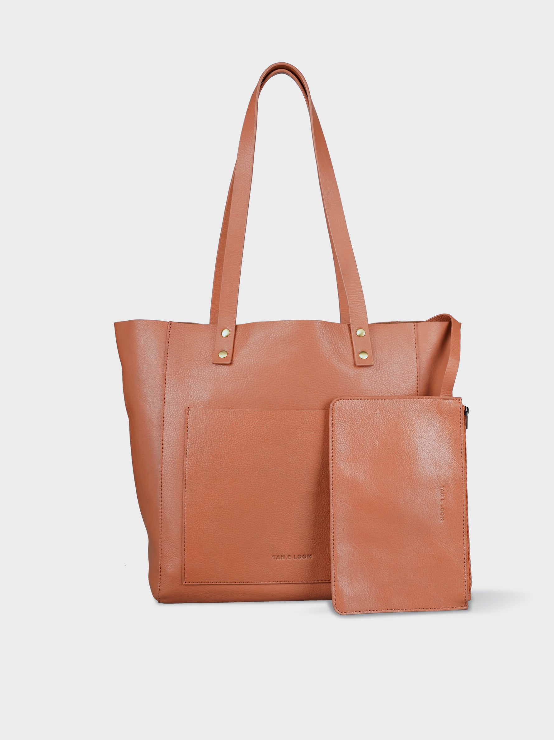 Handcrafted Genuine Vegetable Tanned Leather Old Fashioned Tote Regular Dusty Peach  for Women Tan & Loom