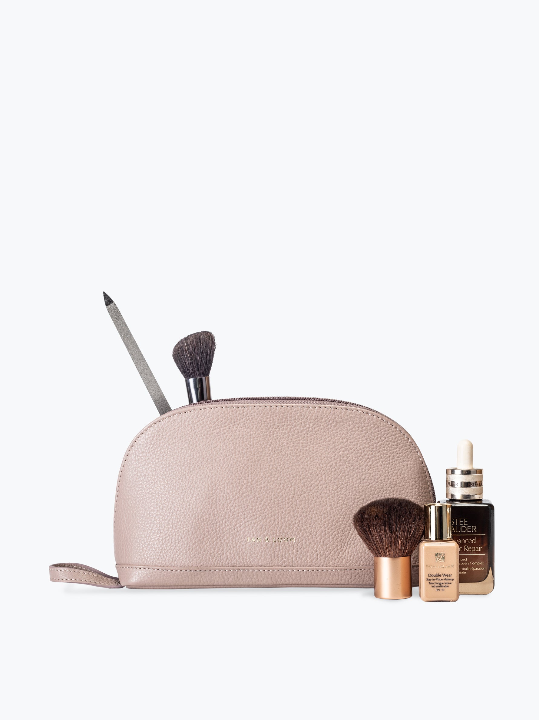 Handcrafted genuine leather mini makeup kit for women Nude Pink