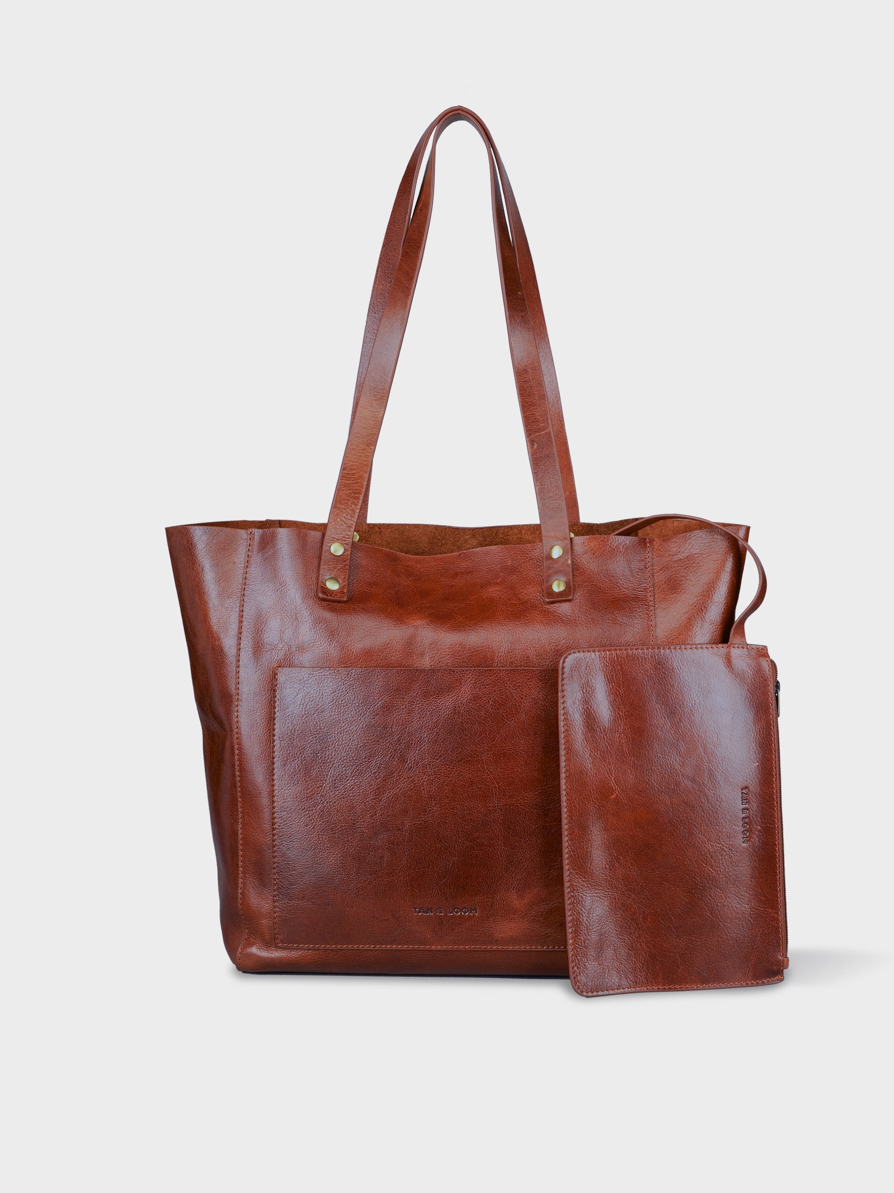 Handcrafted Genuine Vegetable Tanned Leather Old Fashioned Tote Regular Vintage Brown for Women Tan & Loom