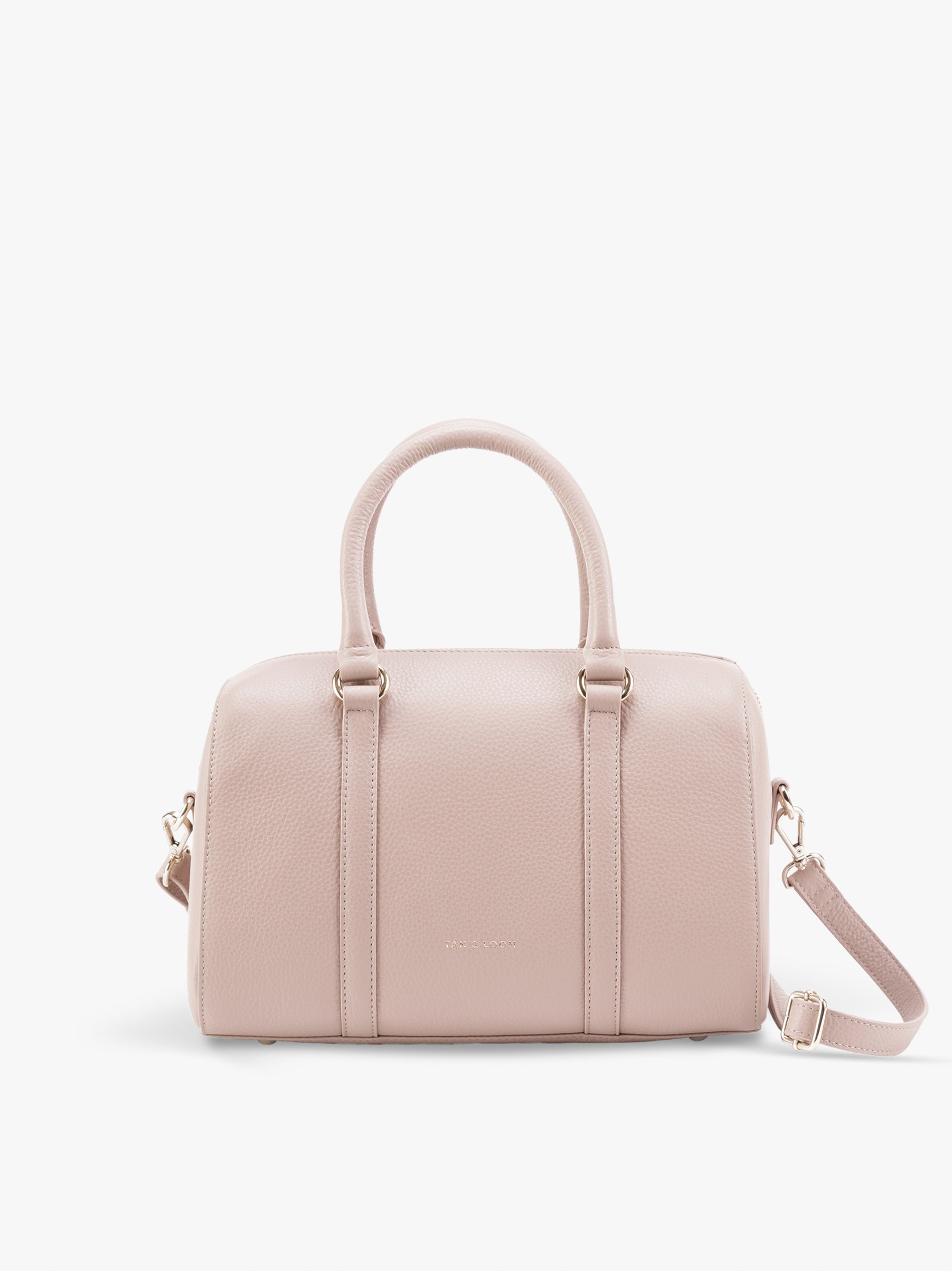 Handcrafted genuine leather boston bag for women Nude Pink