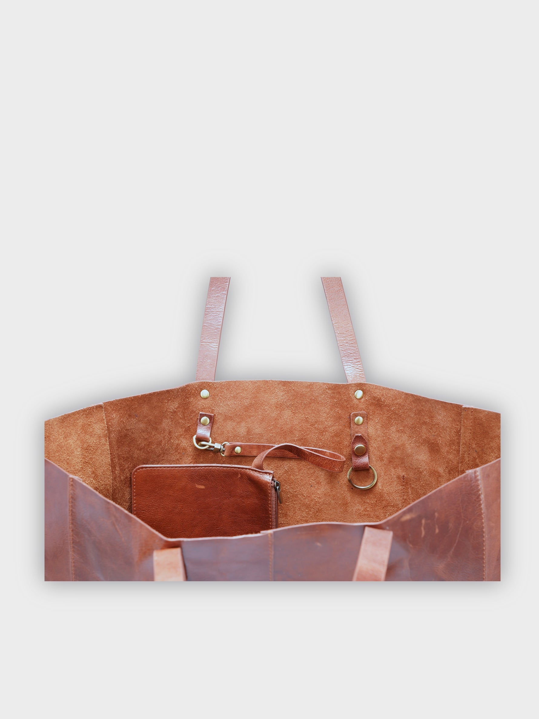 Handcrafted Genuine Vegetable Tanned Leather Old Fashioned Tote Large Vintage Brown for Women Tan & Loom