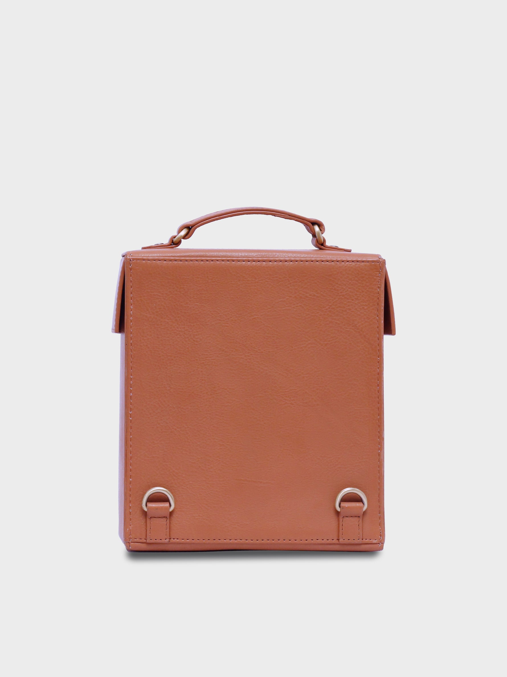 Handcrafted Genuine Vegetable Tanned Leather Letter Box Backpack Dusty Peach for Women Tan & Loom