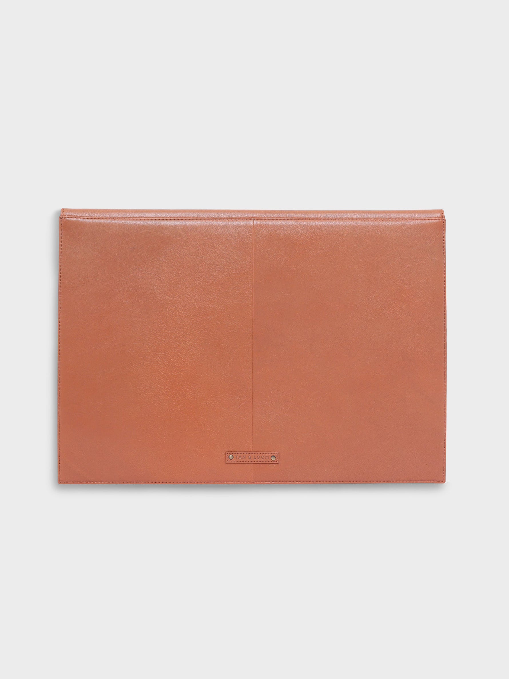 Handcrafted Genuine Vegetable Tanned Leather Envelope Laptop Sleeve Dusty Peach for Women Tan & Loom