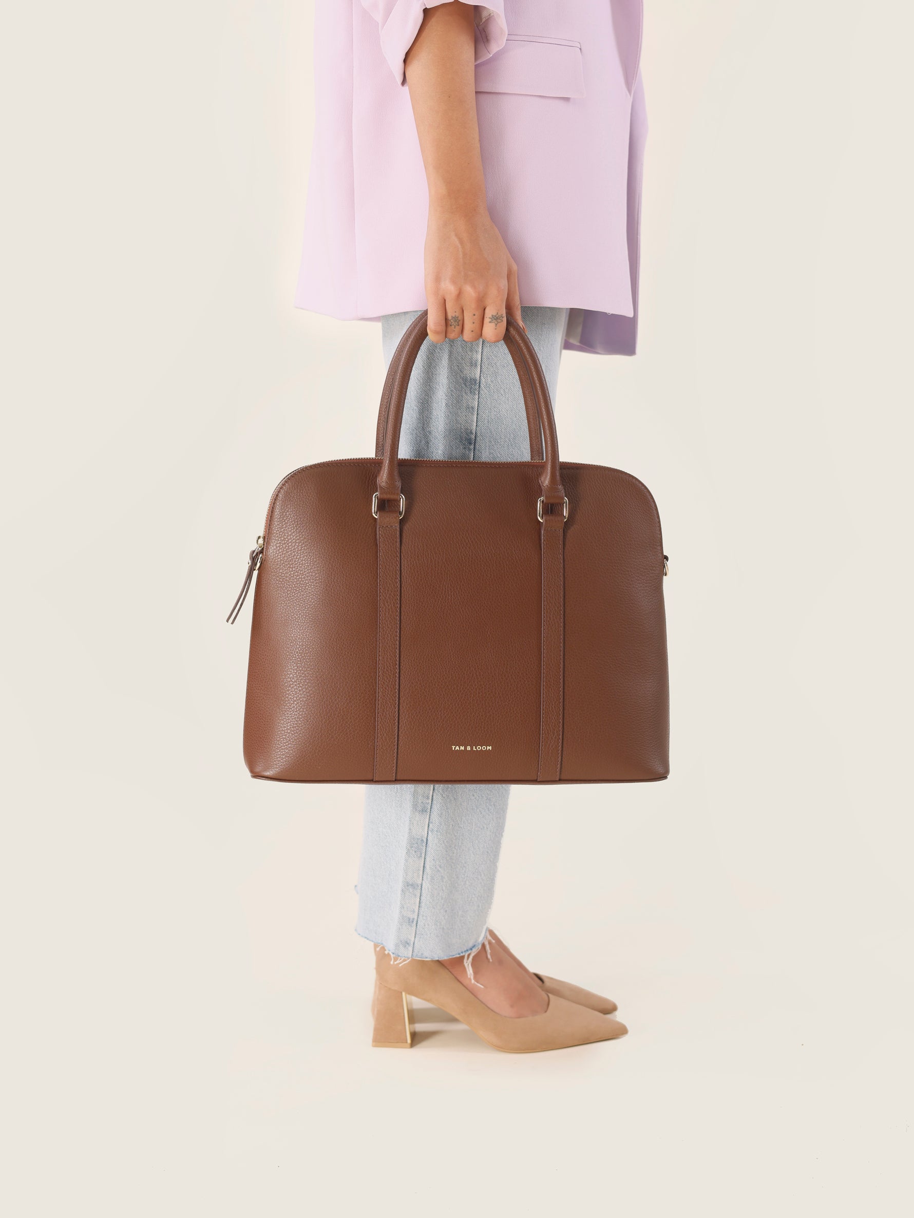 Handcrafted genuine leather laptop bag for women Espresso Brown